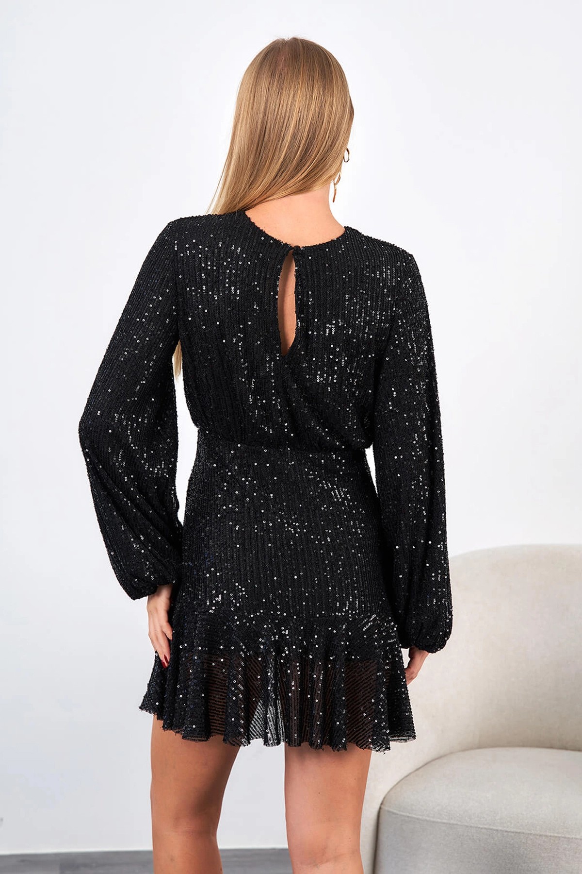 111387 Chest Window Detail Sequin Dress