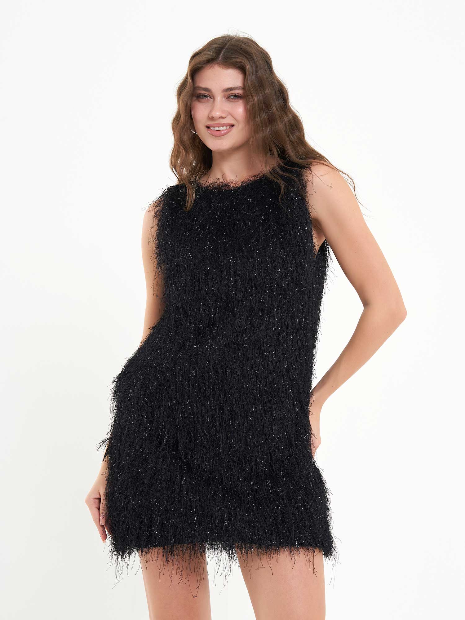 111634 Saçaklı Mini Elbise