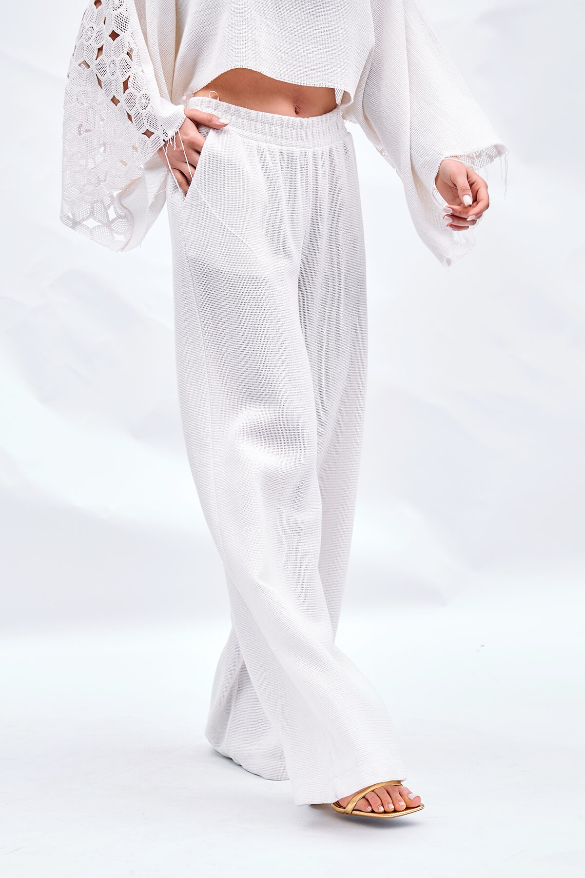 031456 BEL LASTİKLİ BOL PANTOLON