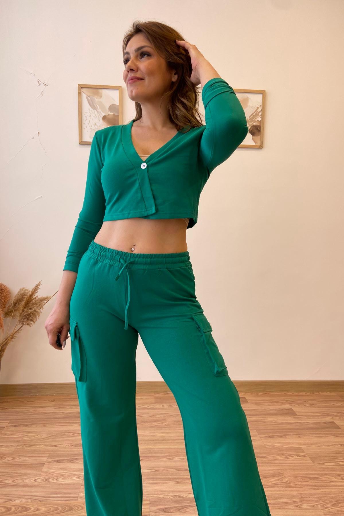 Crop Ceketli Eşofman Takım