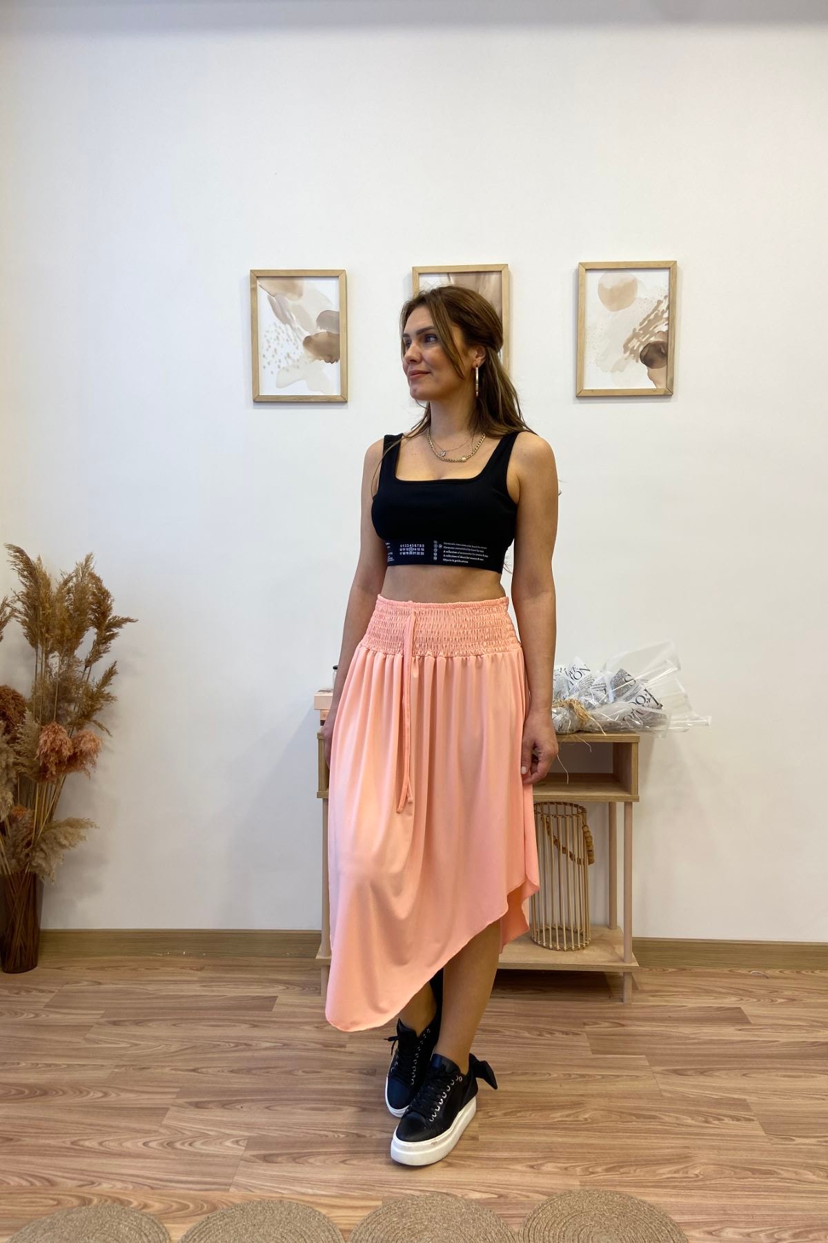 Asimetrik Sandy Midi Etek