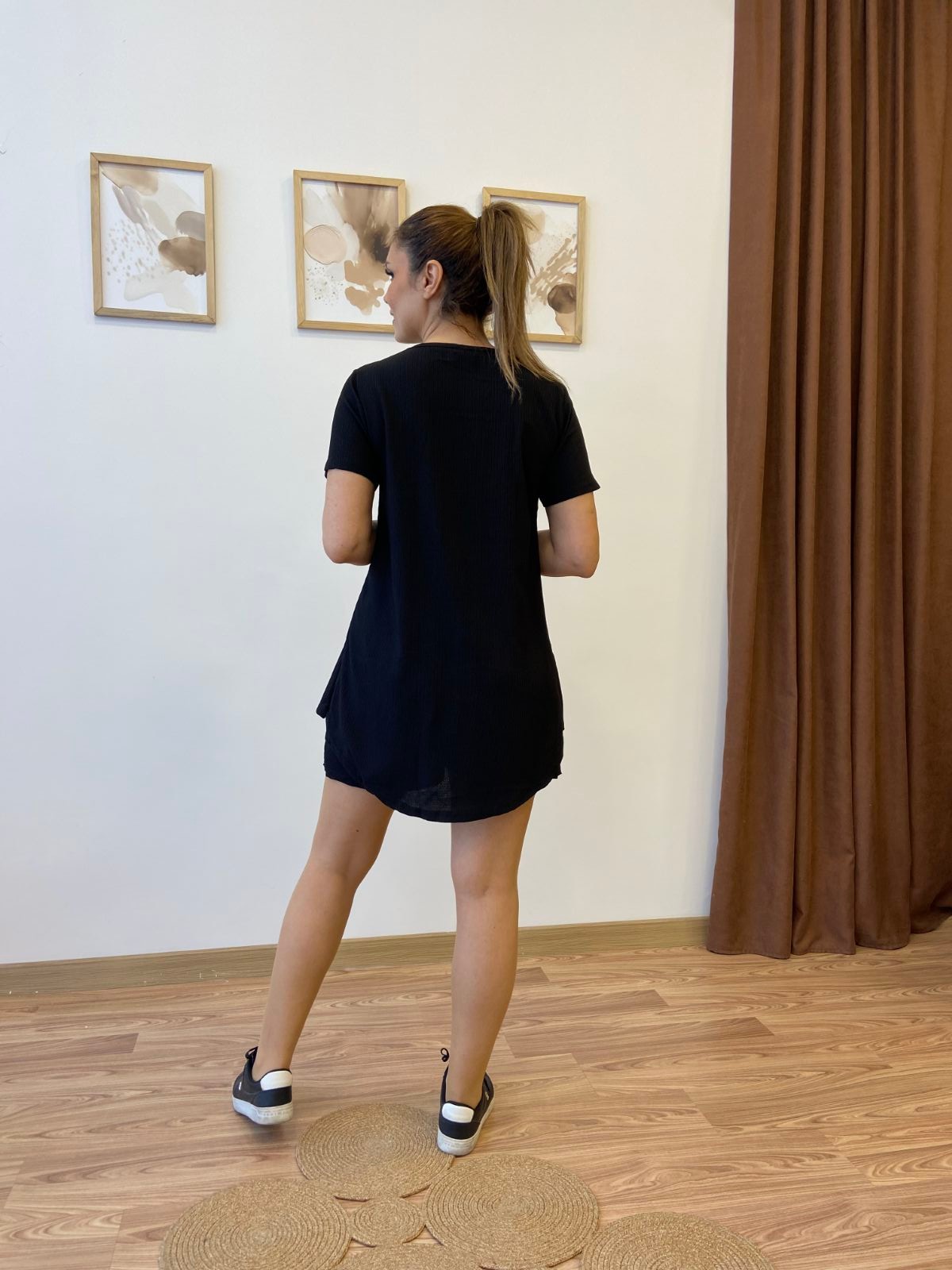 Asimetrik Bürümcük Şort Bluz Takım