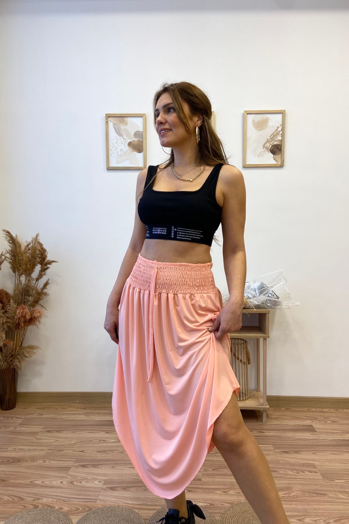 Asimetrik Sandy Midi Etek