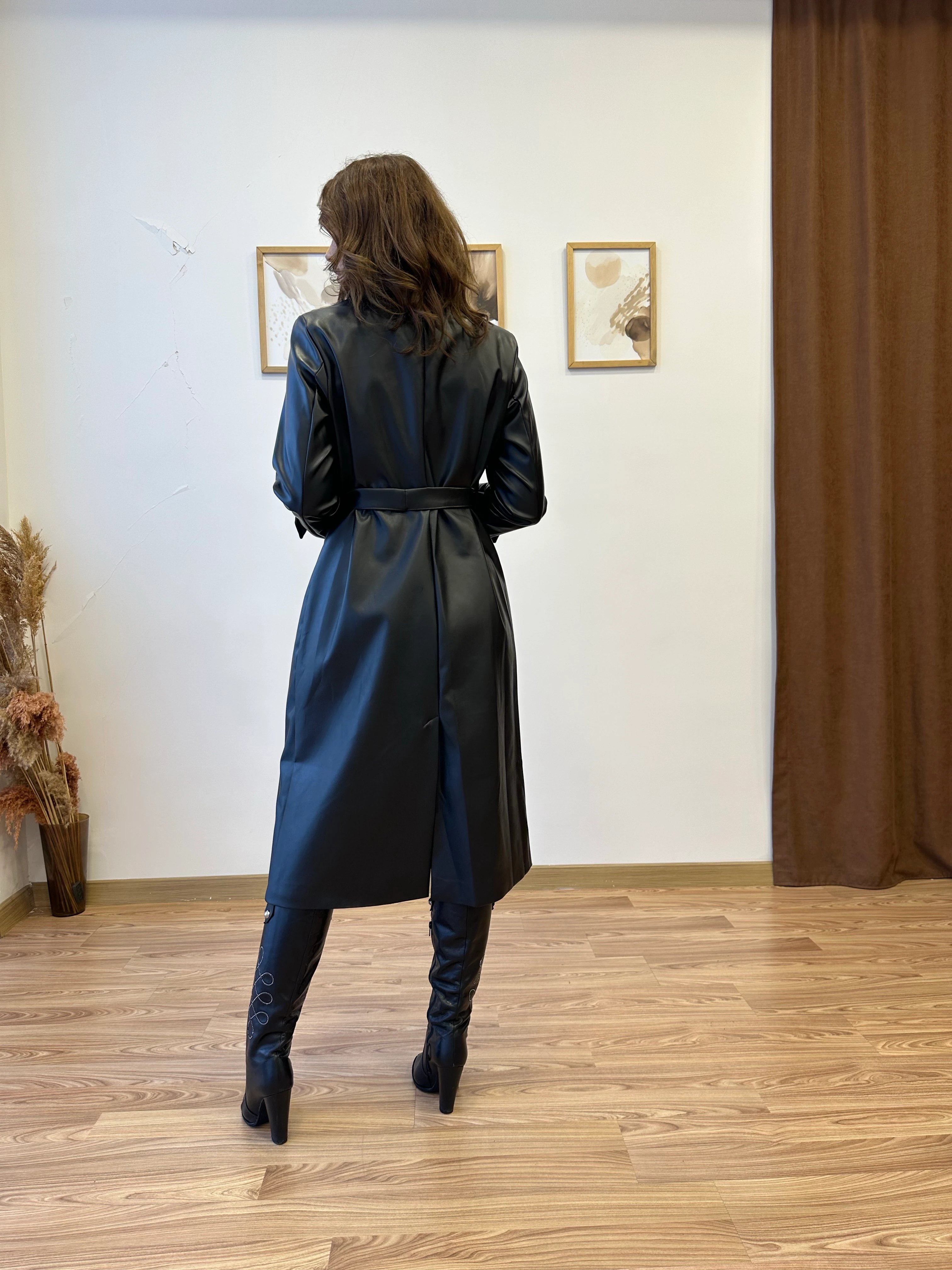 Kuşaklı Deri Trençkot