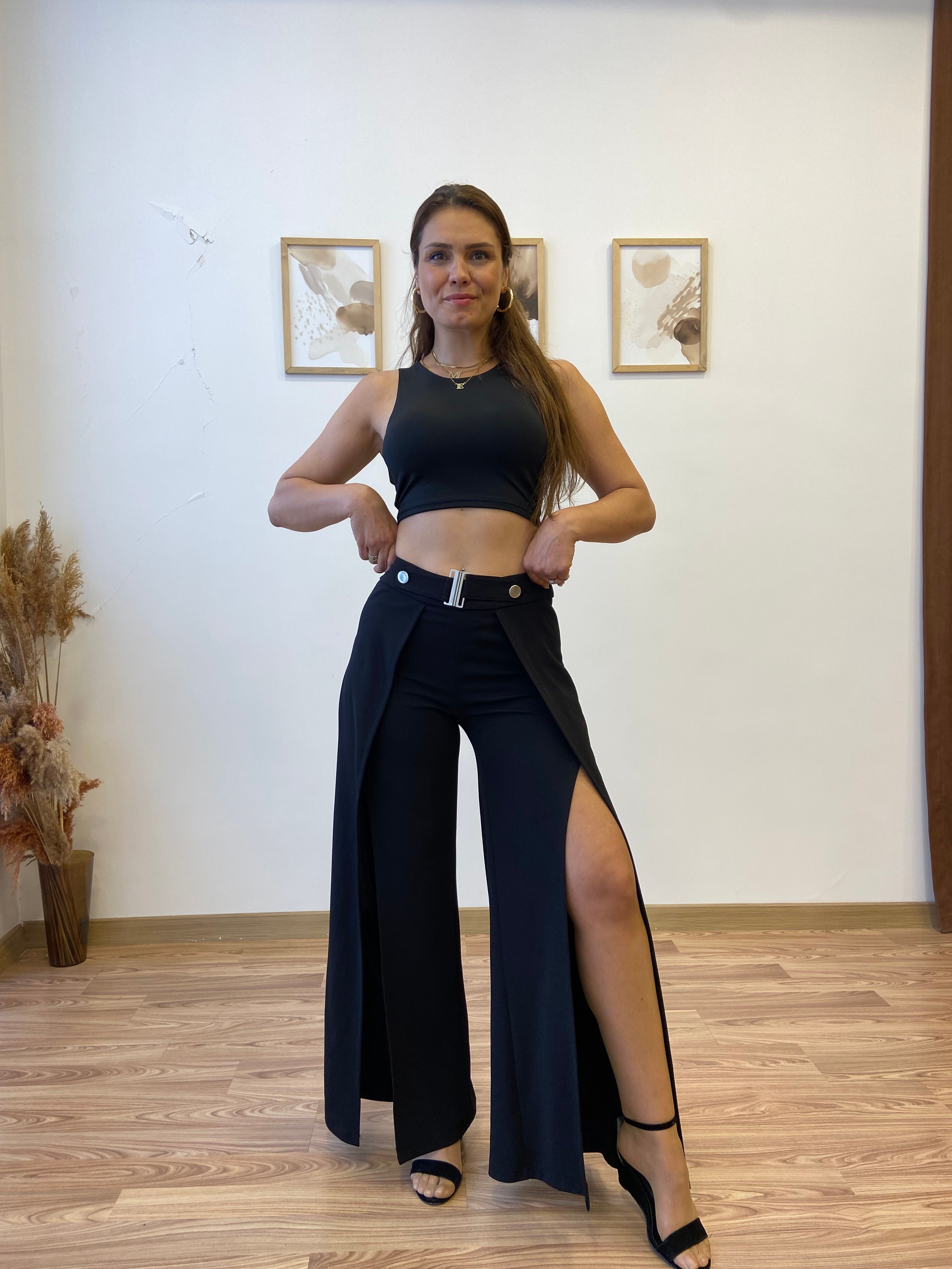 Yırtmaç Ve Kemer Detaylı Premium Pantolon