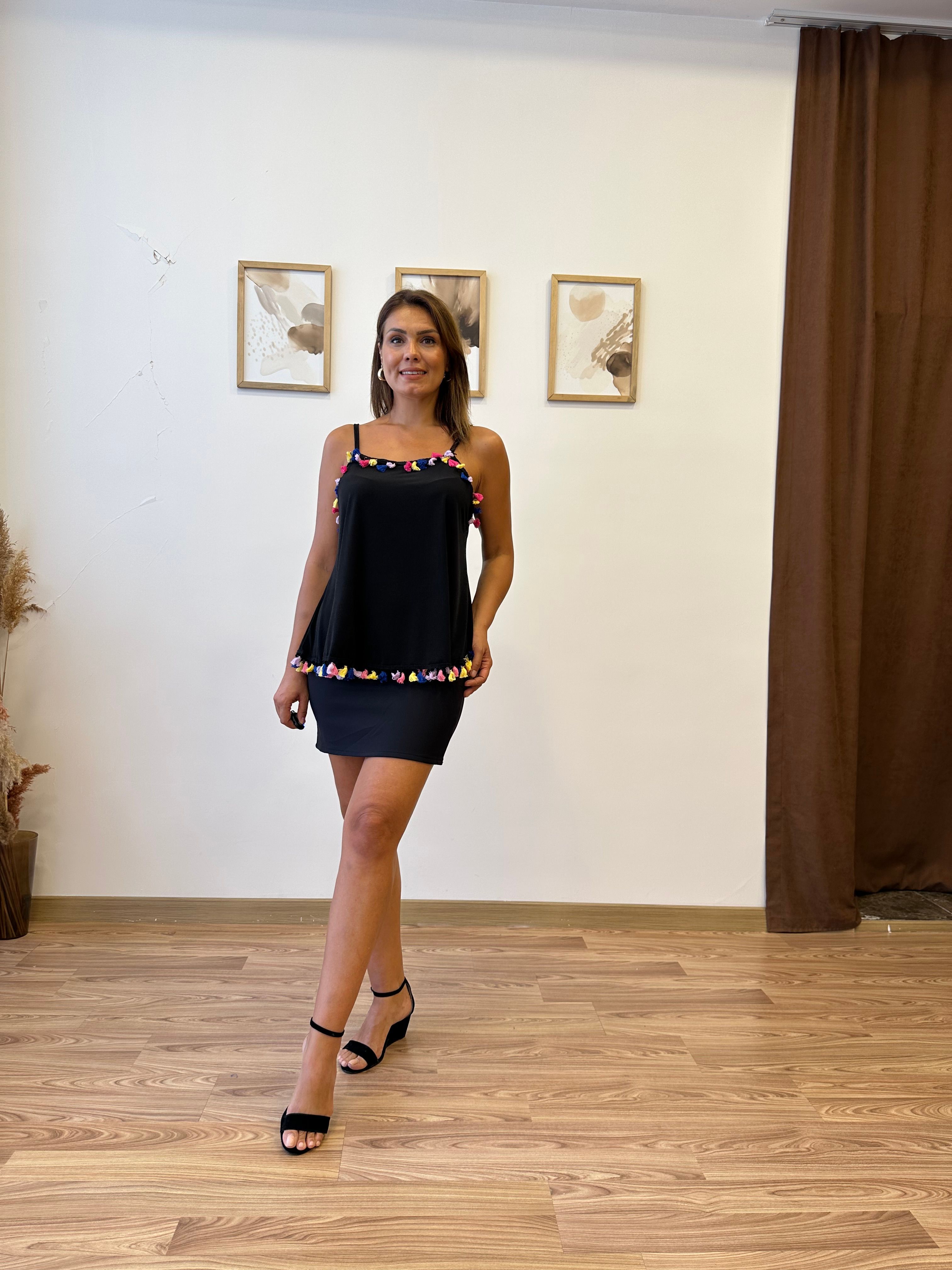 Püsküllü Askılı Bluz