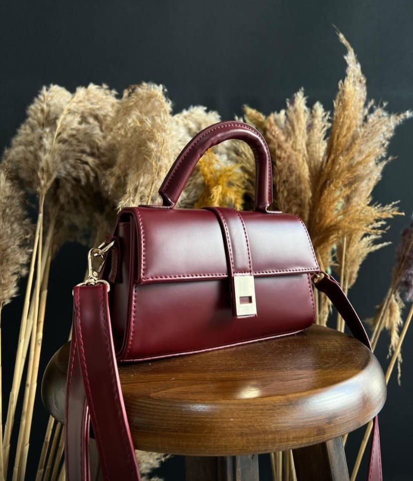 Bordo Çarpraz Askılı Mini Çanta - bordo
