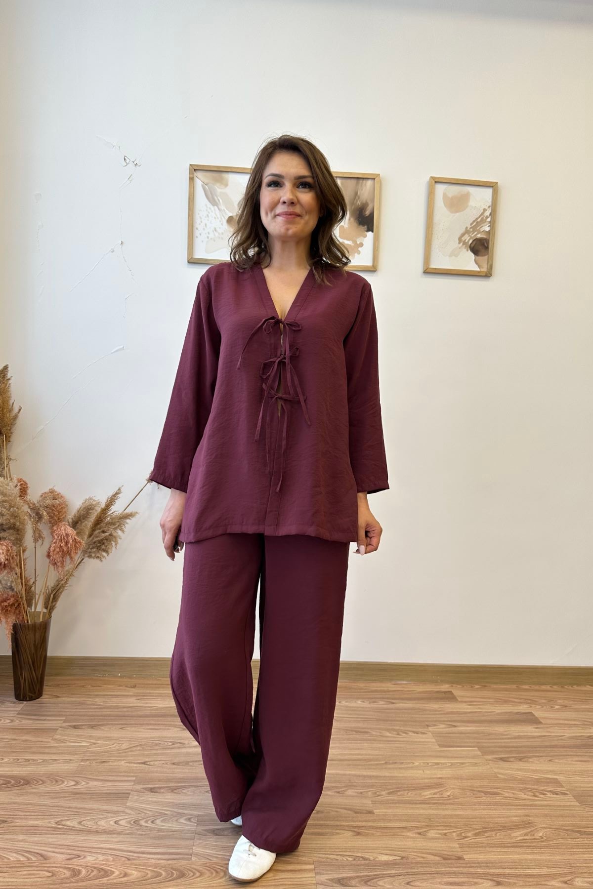 Bağlamalı Modal Kumaş İkili Takım