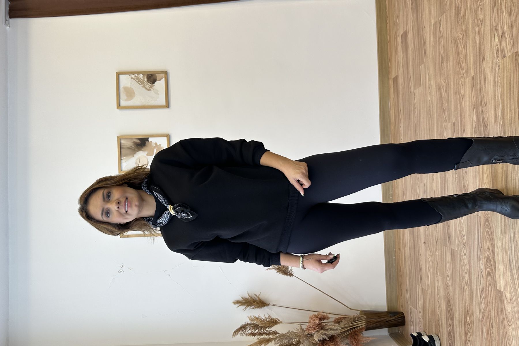 Fular Detaylı Sweatshirt - siyah