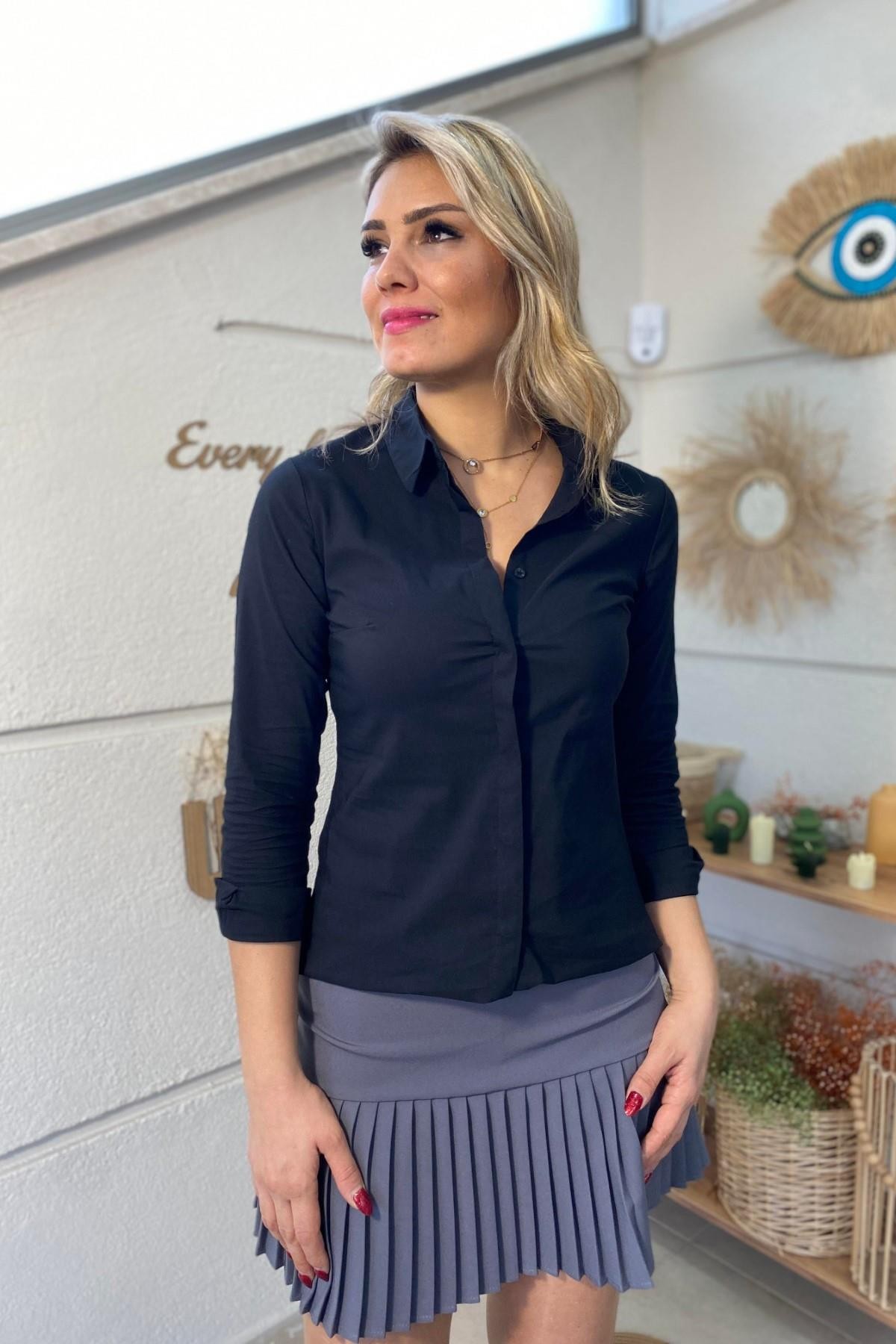 Gizli Patlı Slim Fit Gömlek