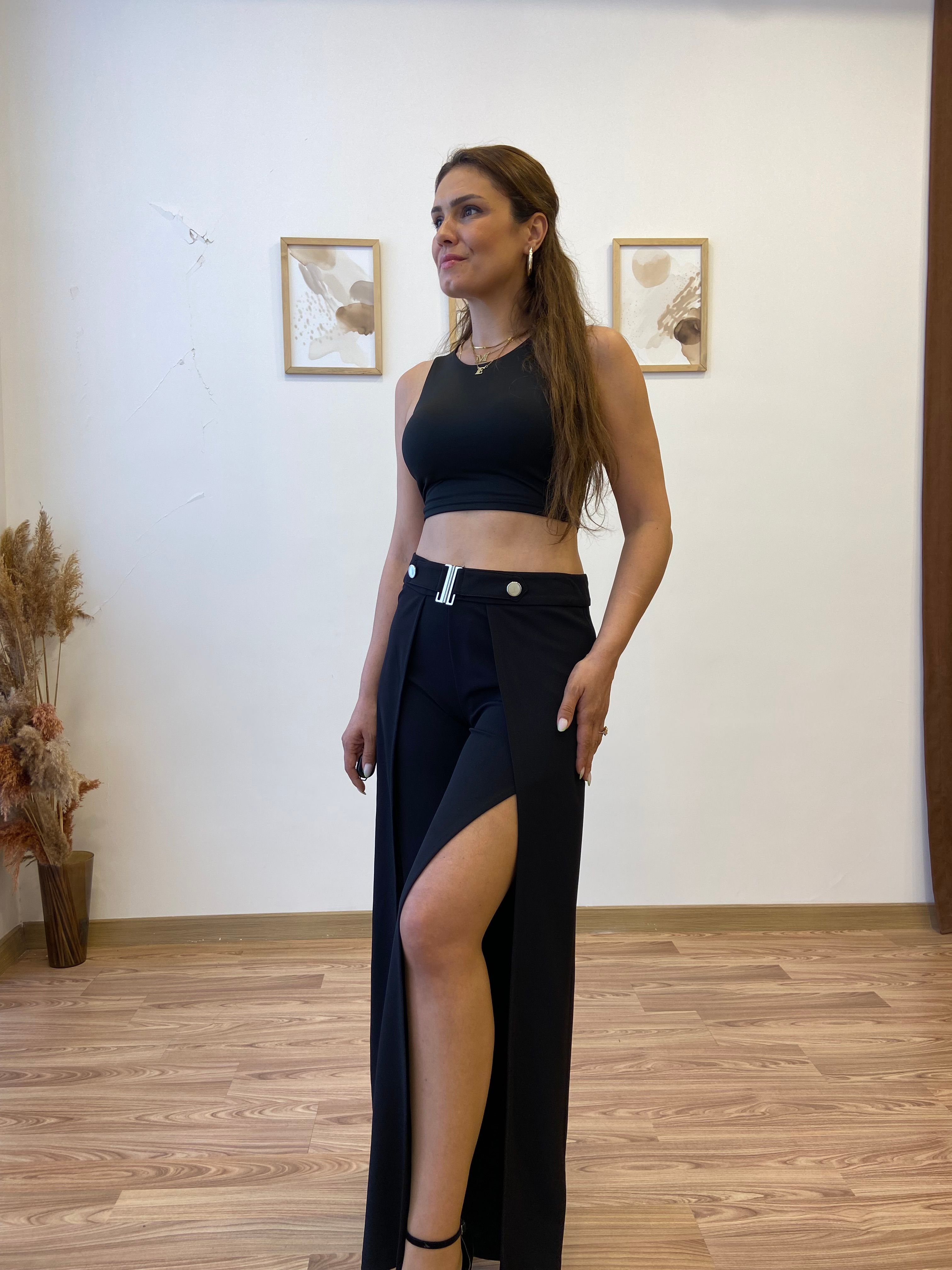 Yırtmaç Ve Kemer Detaylı Premium Pantolon