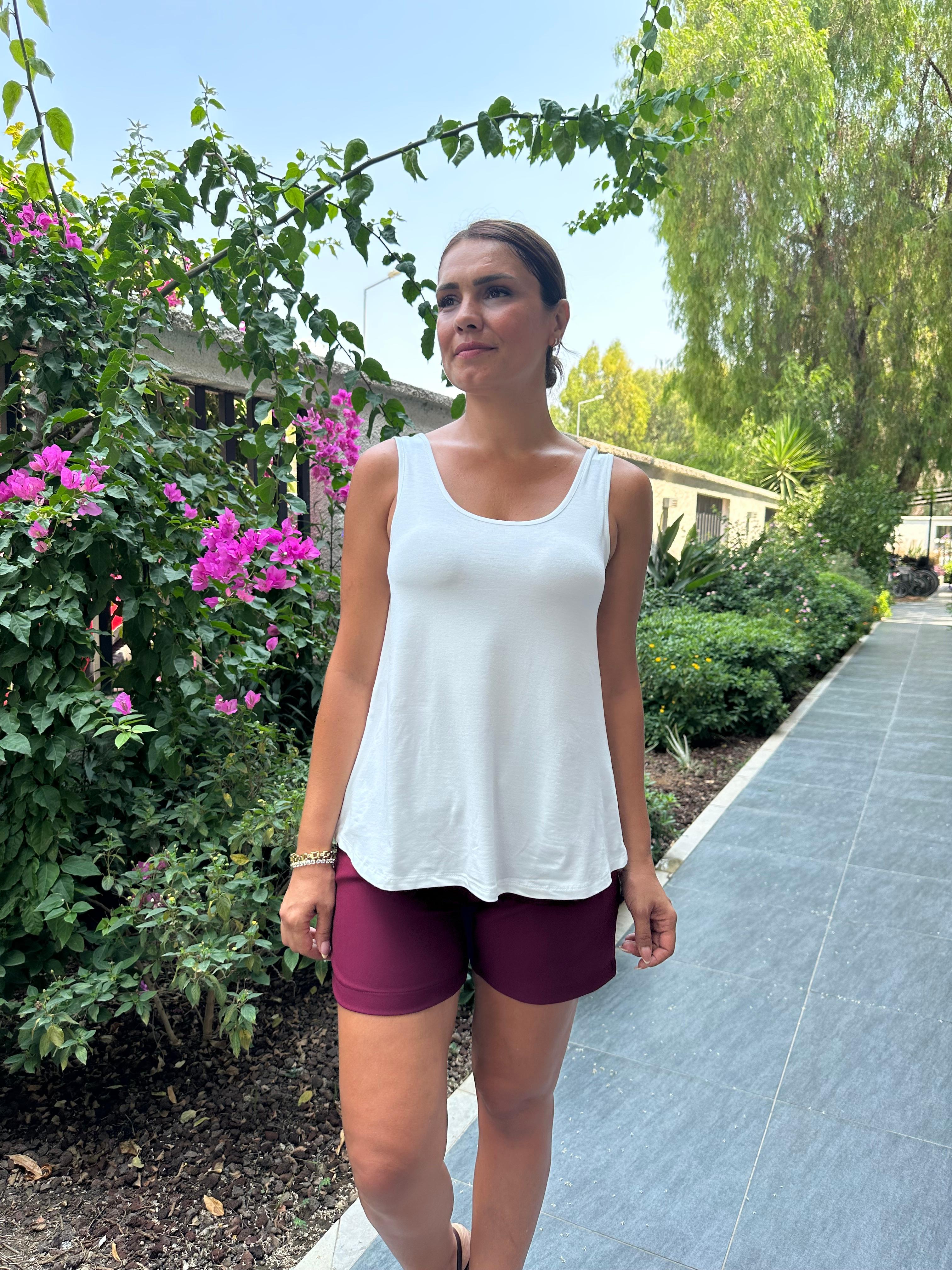Kalın Askılı Tshirt - beyaz