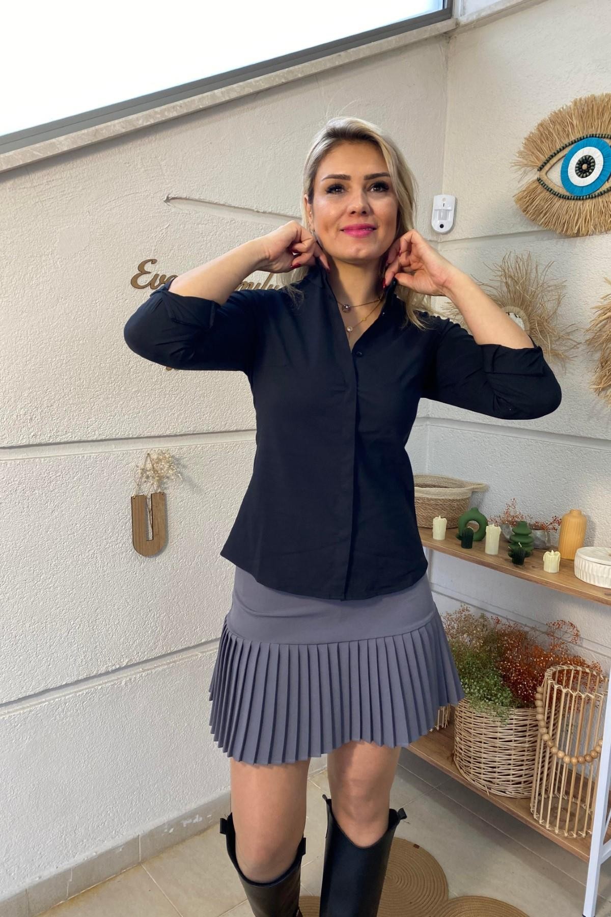 Gizli Patlı Slim Fit Gömlek