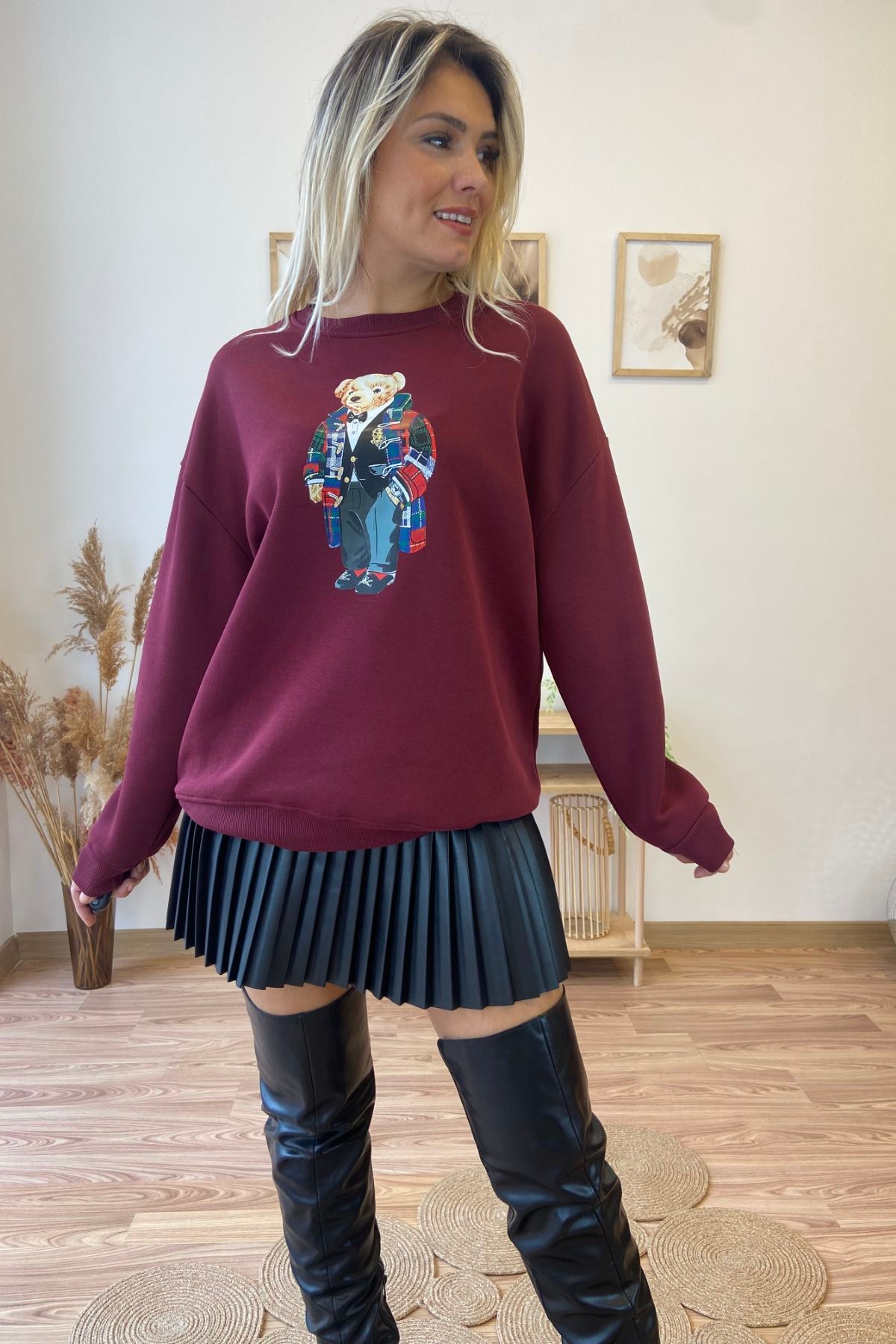 Teddy Bear Baskılı Sweatshirt