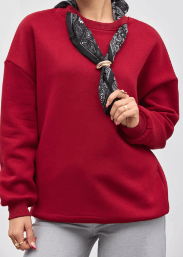 Fular Detaylı Sweatshirt - kırmızı(bordo)
