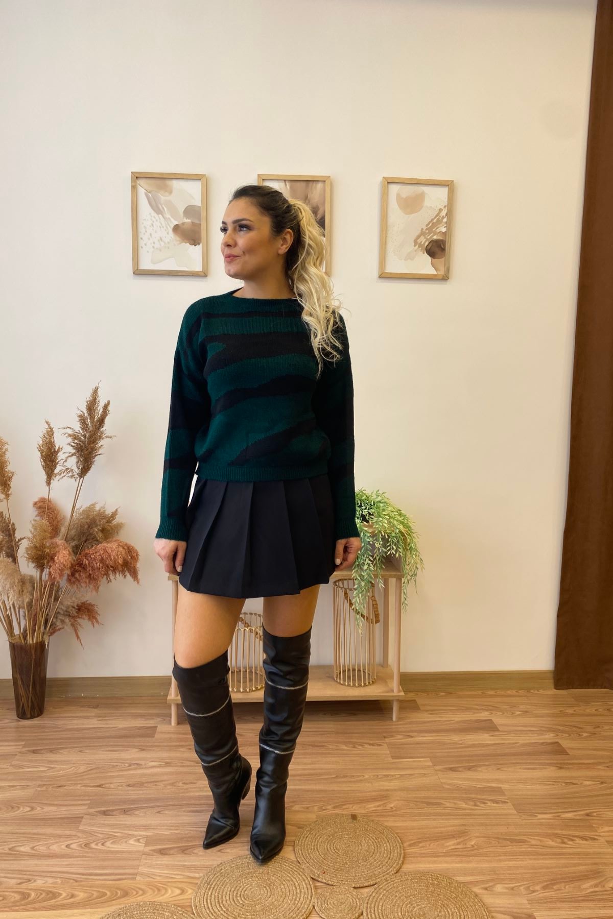 Zebra Desenli Kazak