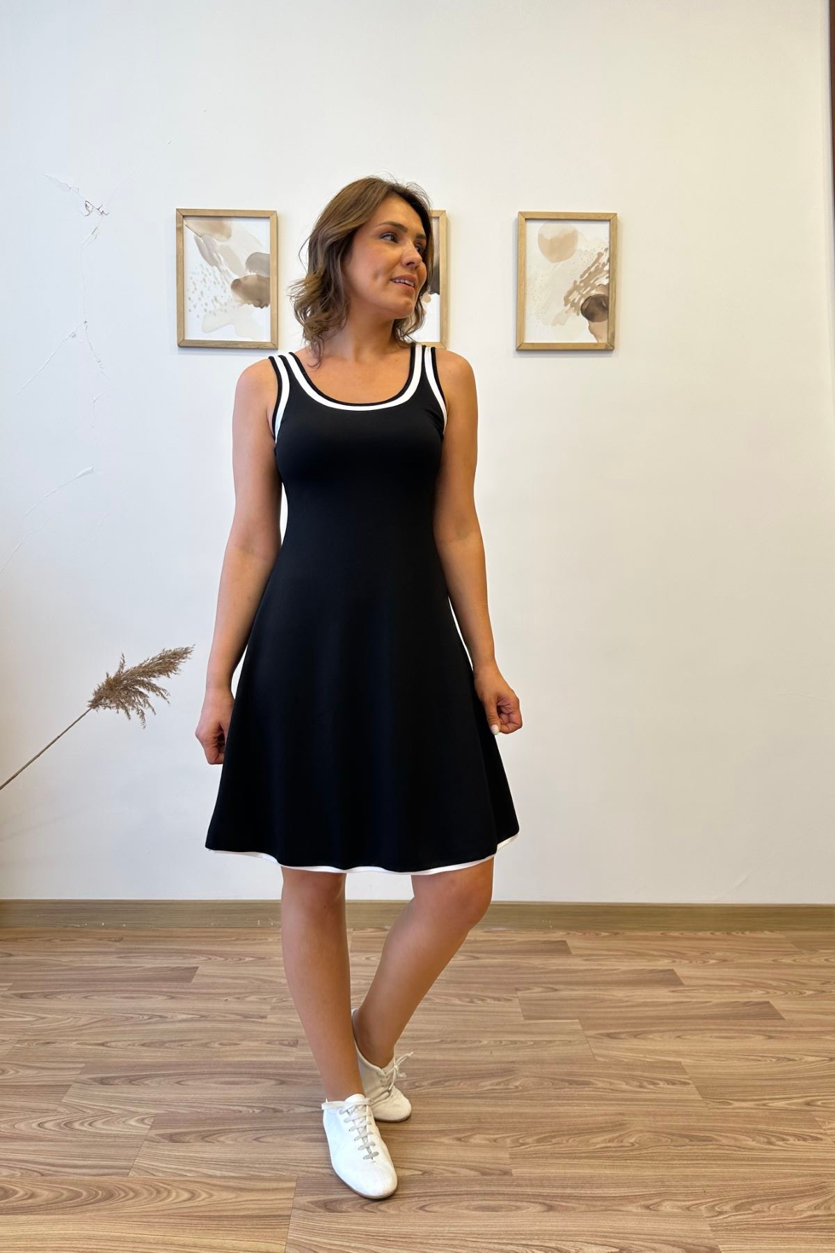 Biyeli Modal Kumaş Mini Elbise
