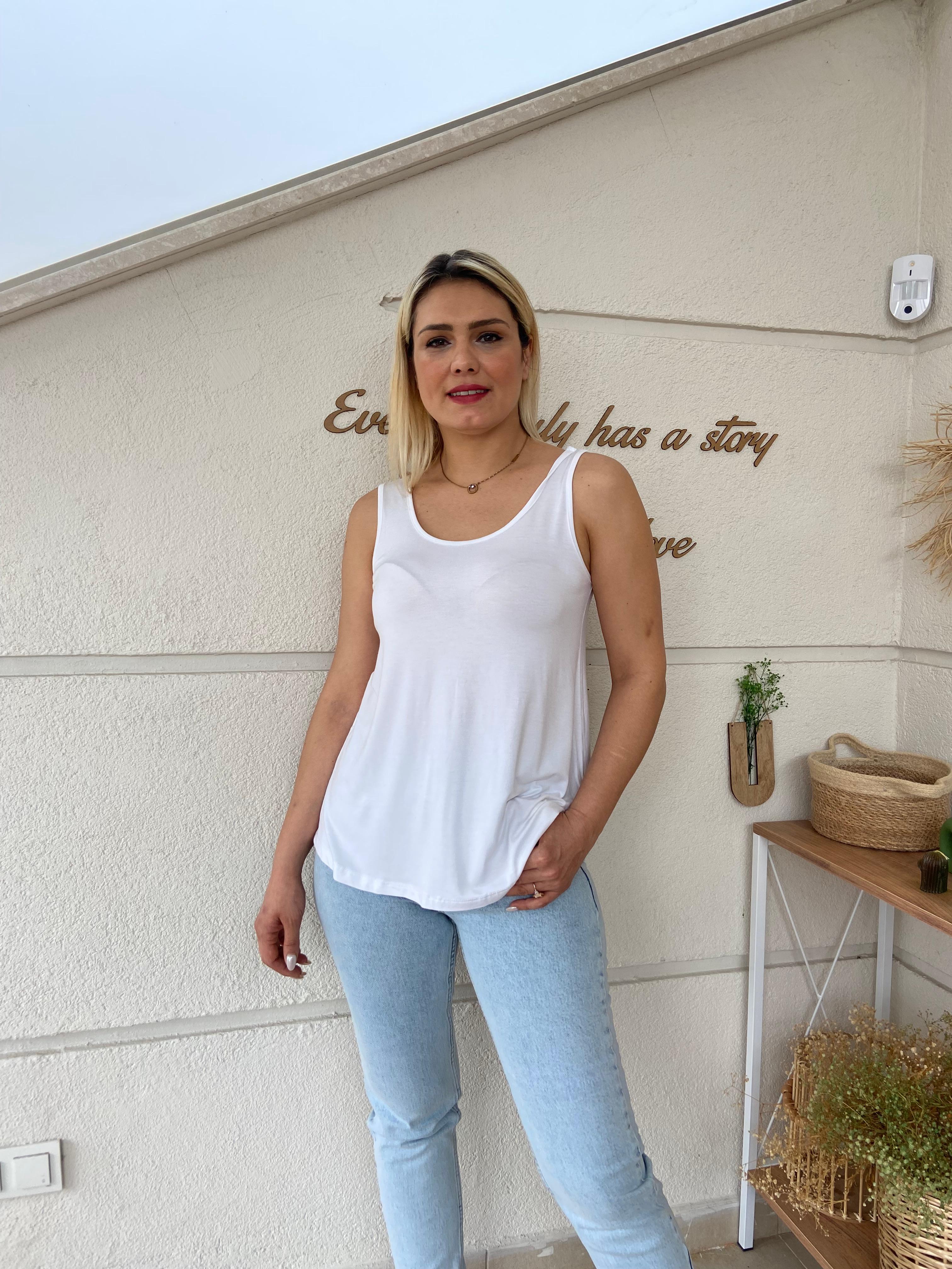 Kalın Askılı Tshirt - beyaz