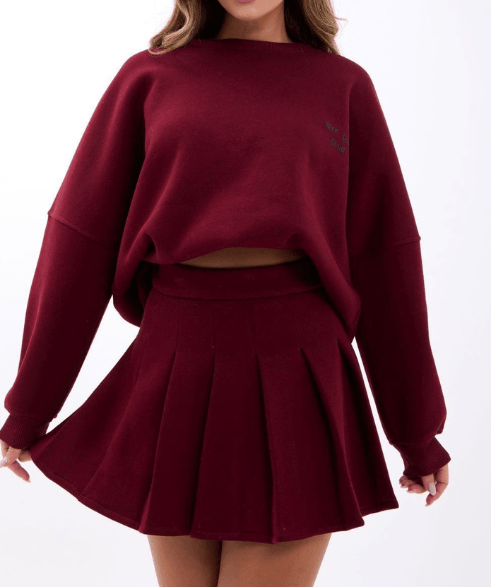 Etekli Sweat Takım - bordo