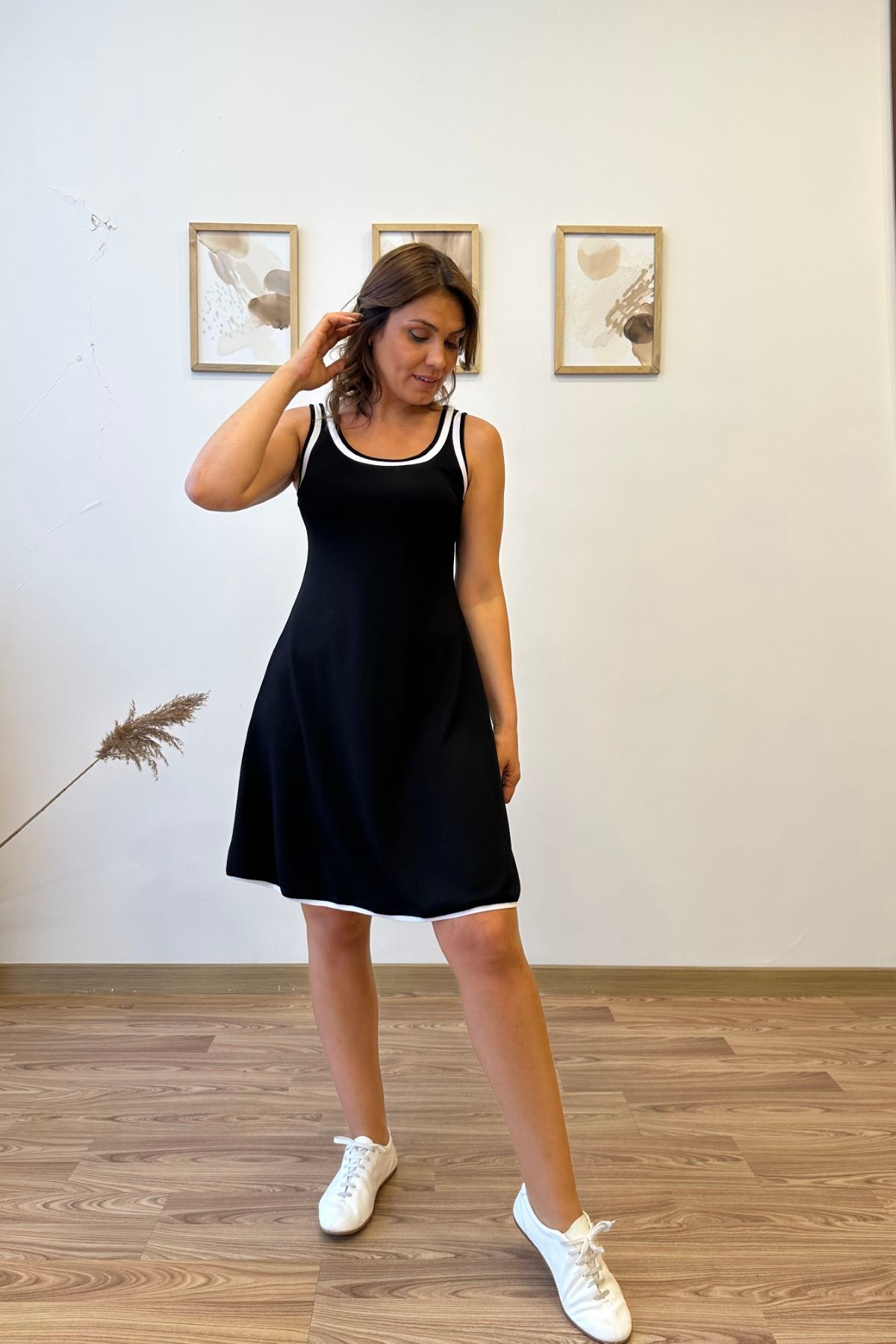 Biyeli Modal Kumaş Mini Elbise