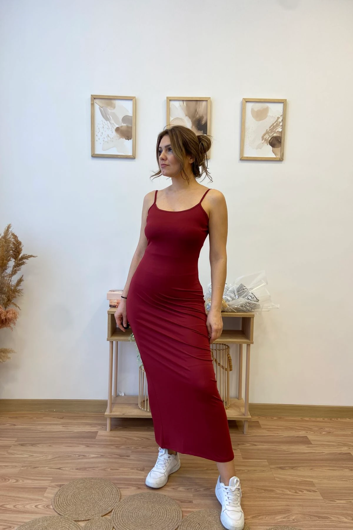 İnce Askılı Esnek Basic Elbise