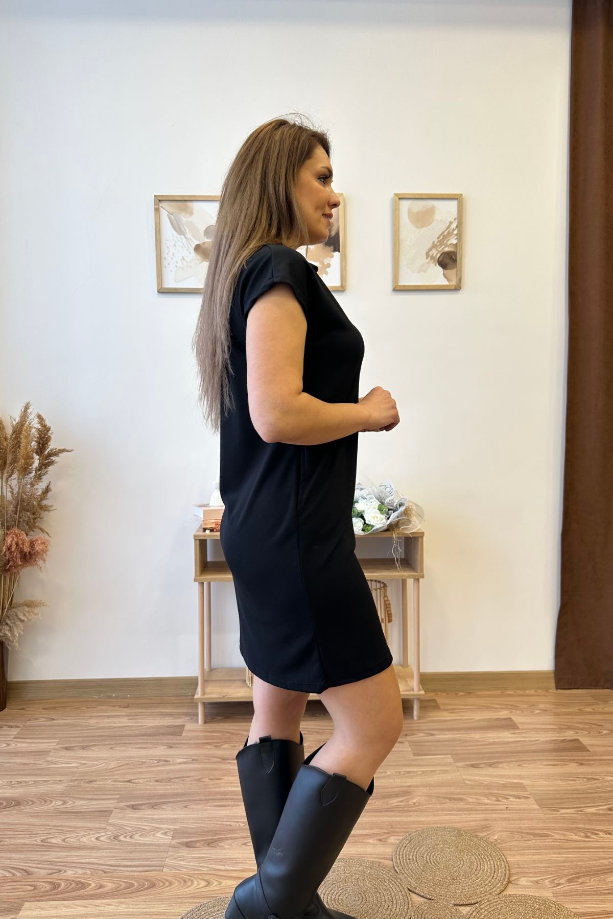 Polo Yaka Modal Kumaş Cepli Elbise