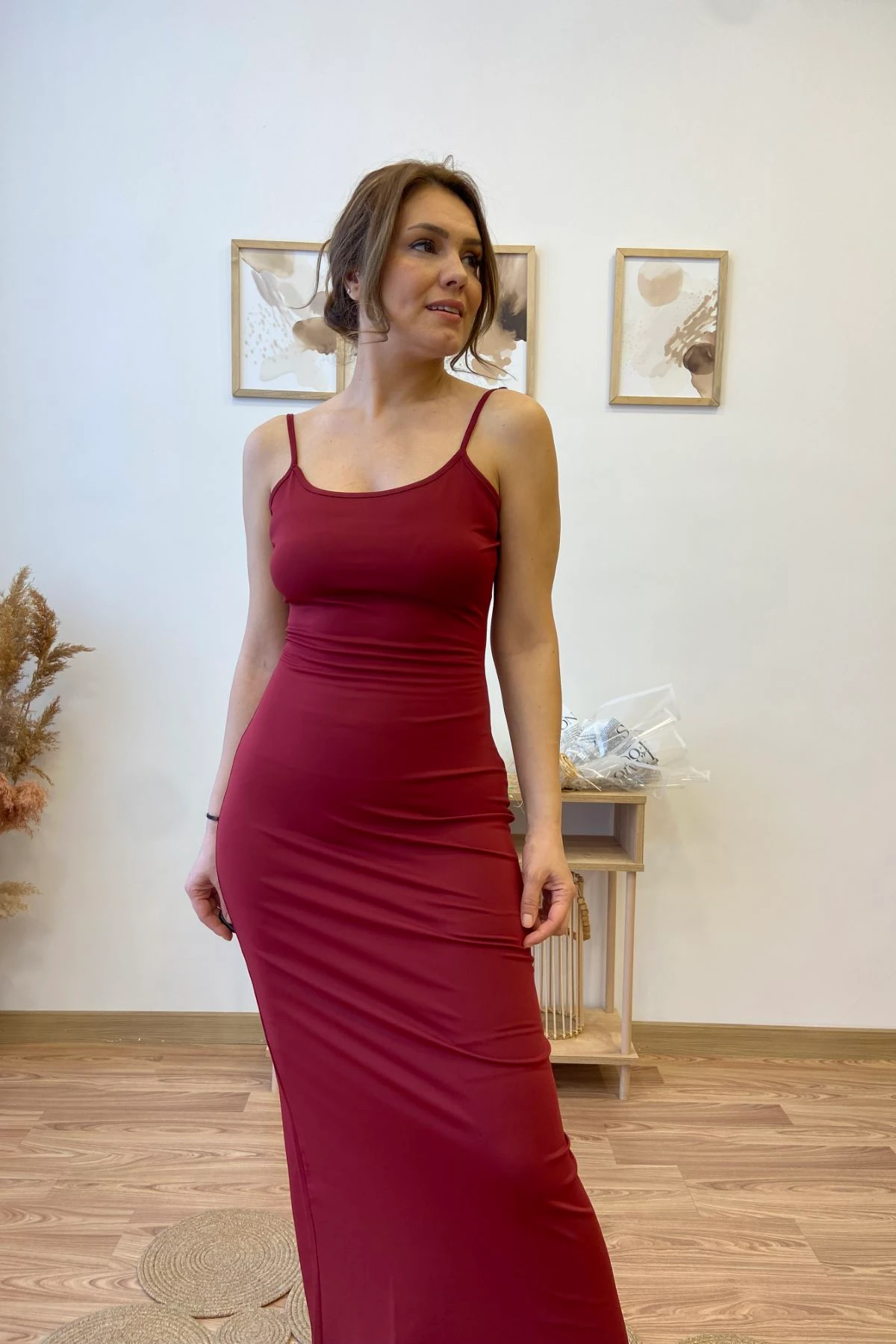 İnce Askılı Esnek Basic Elbise