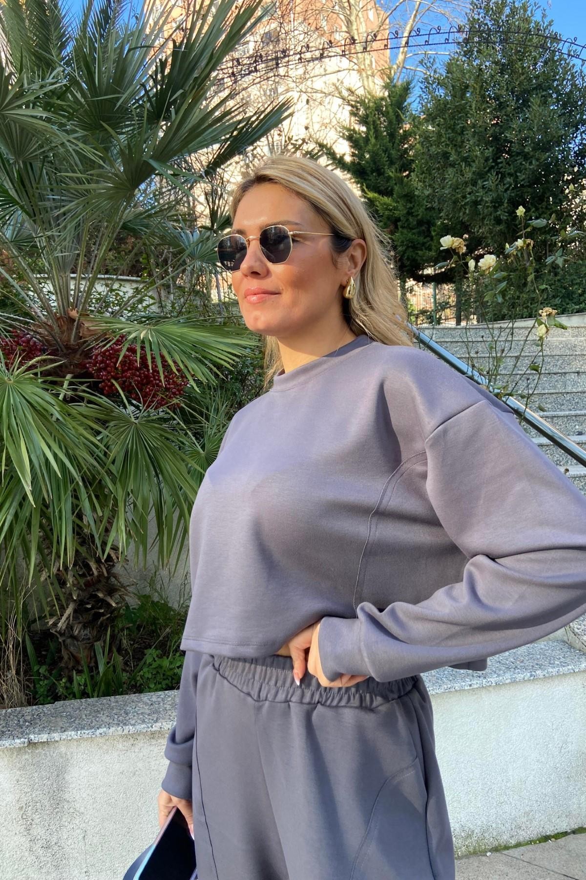 Oysho Kumaş Crop Eşofman İkili Takım