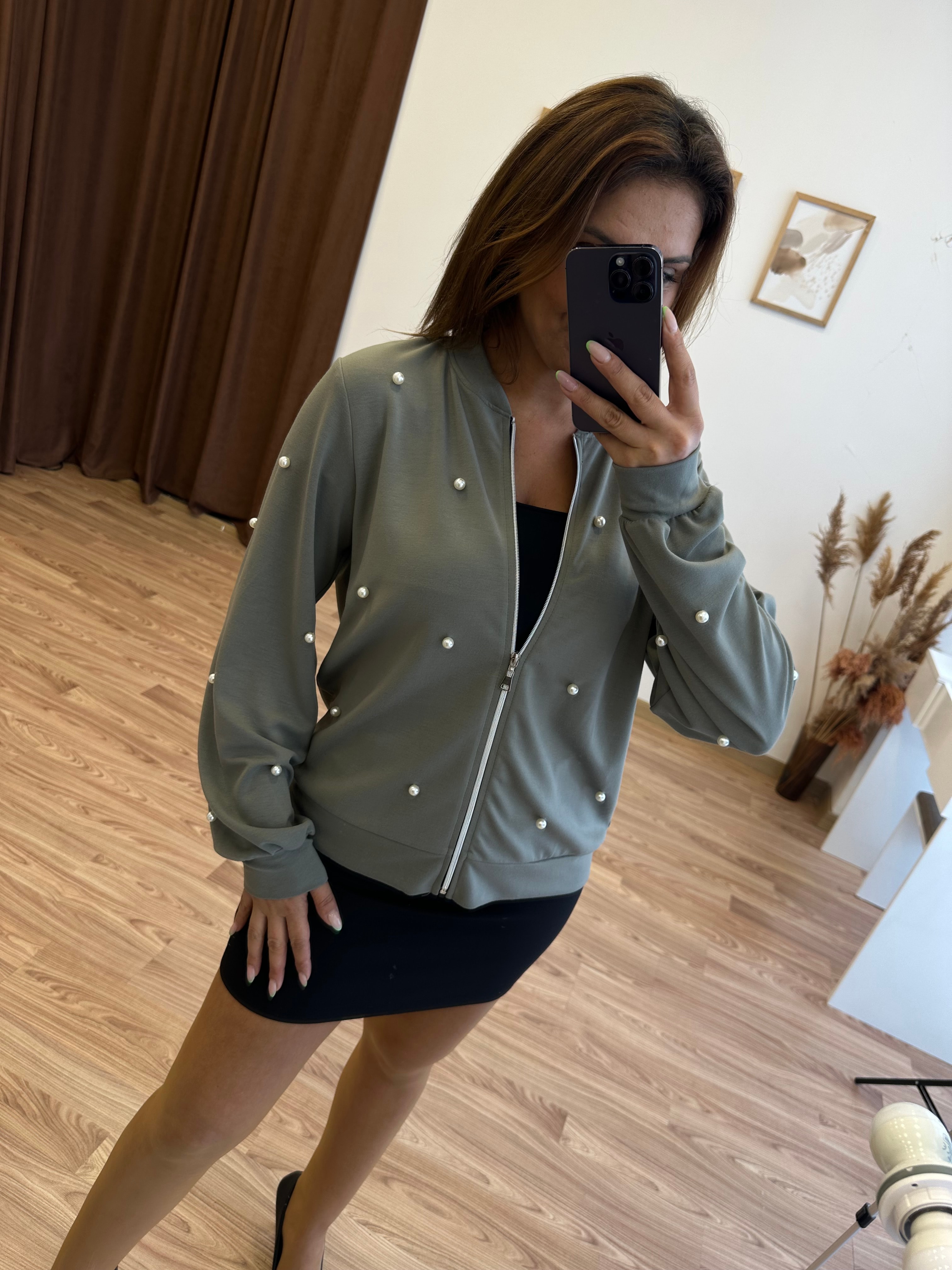 İncili Sweatshirt - yeşil