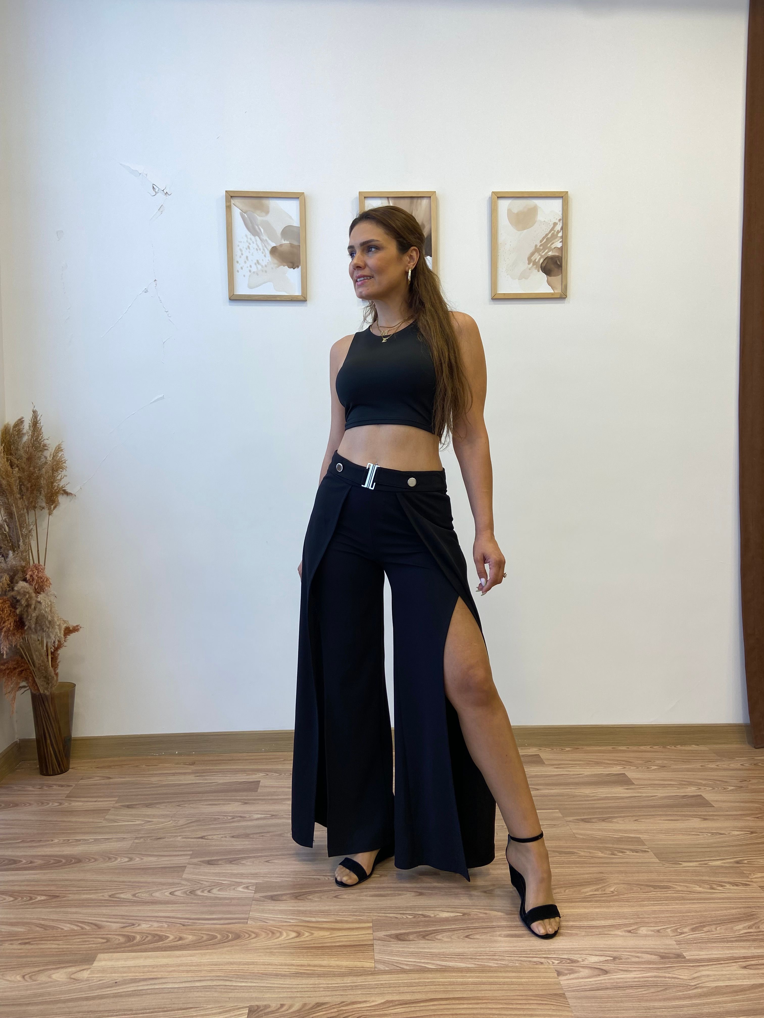 Yırtmaç Ve Kemer Detaylı Premium Pantolon