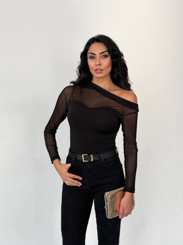 Sandy Likralı Tül Bluz