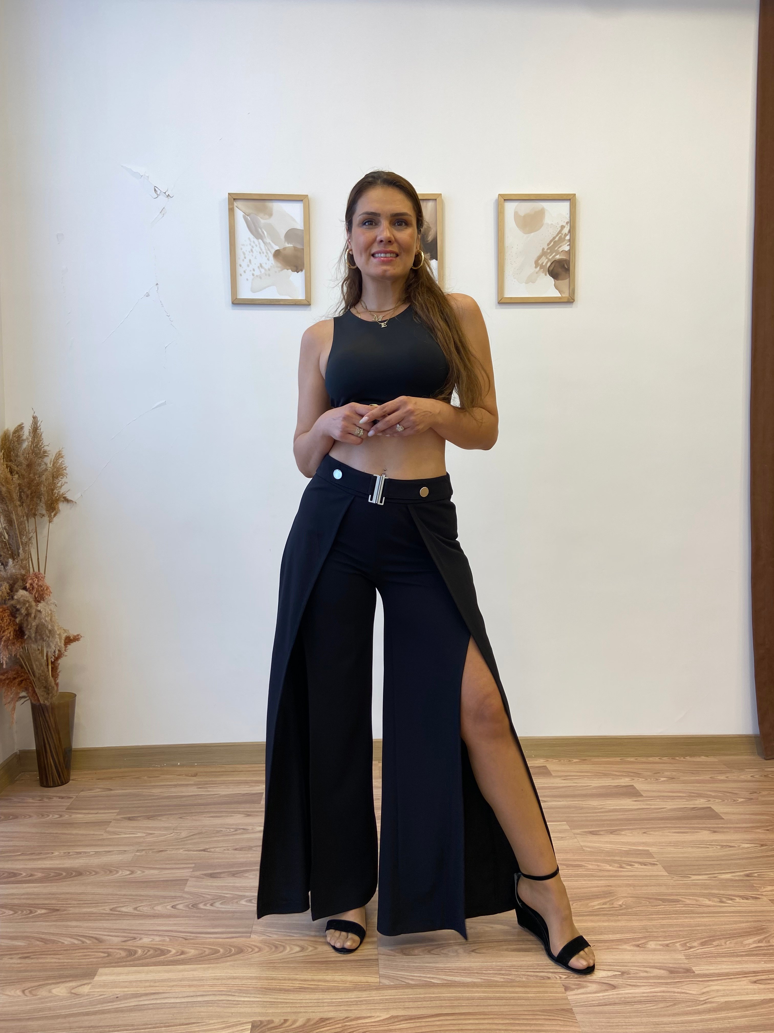 Yırtmaç Ve Kemer Detaylı Premium Pantolon