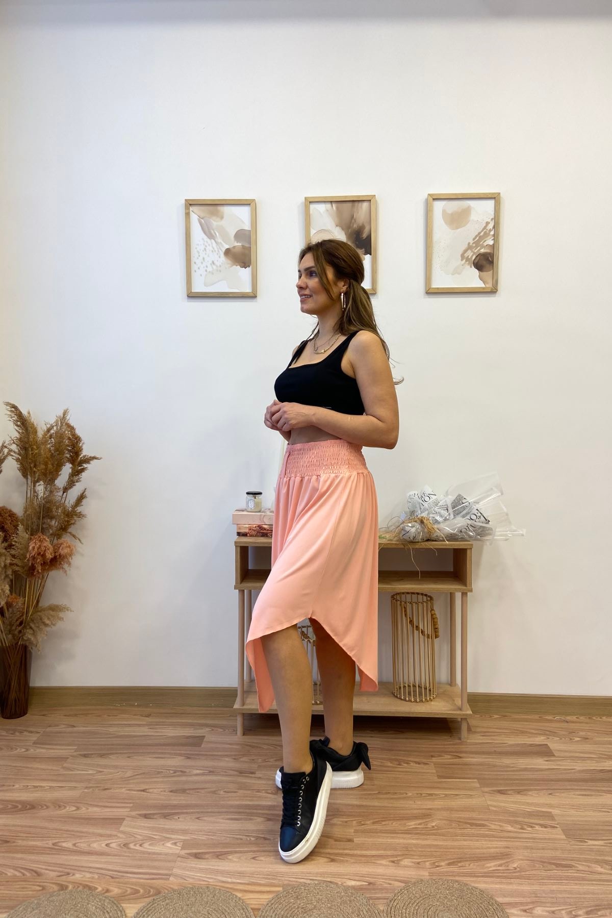 Asimetrik Sandy Midi Etek