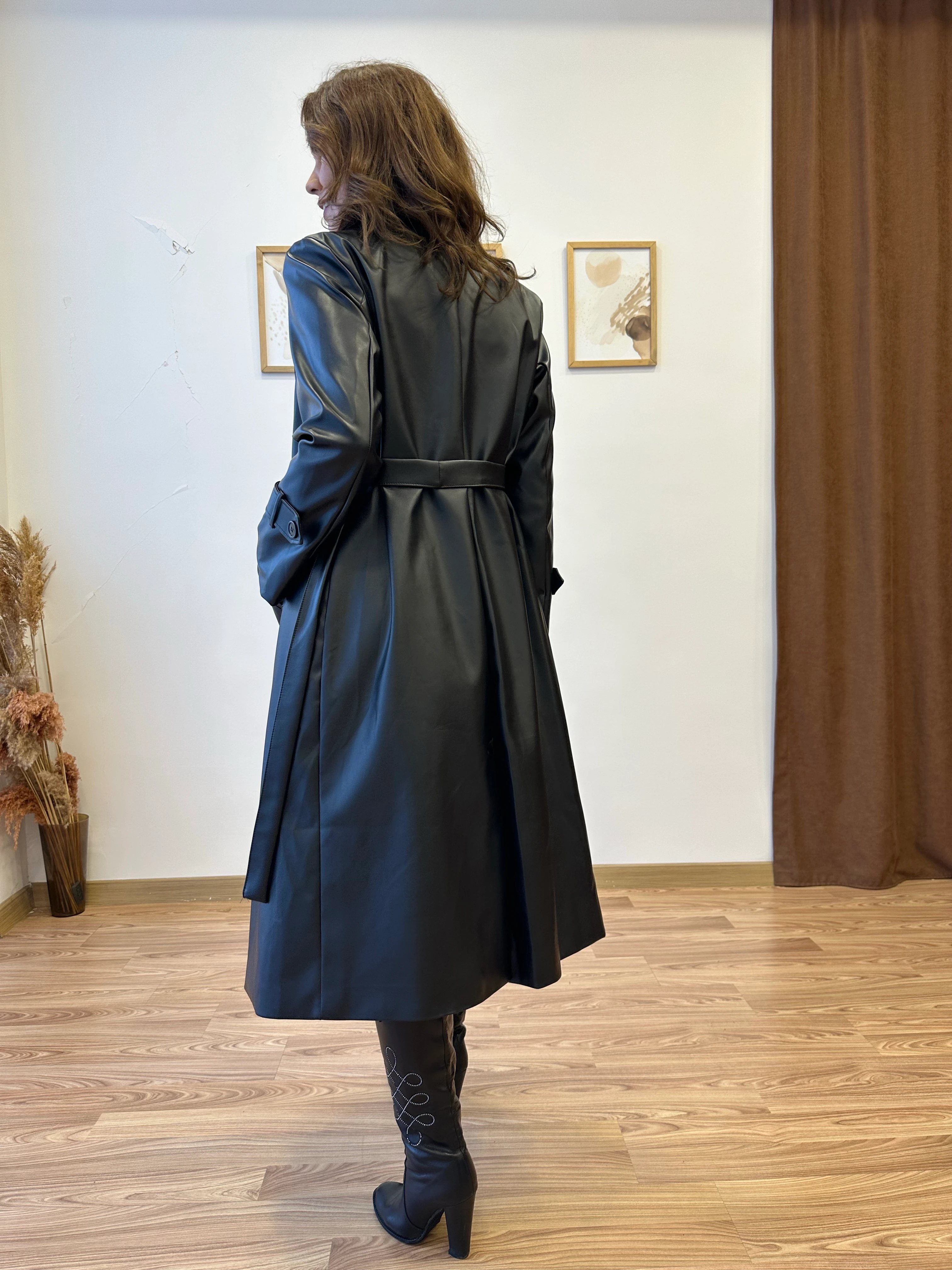 Kuşaklı Deri Trençkot