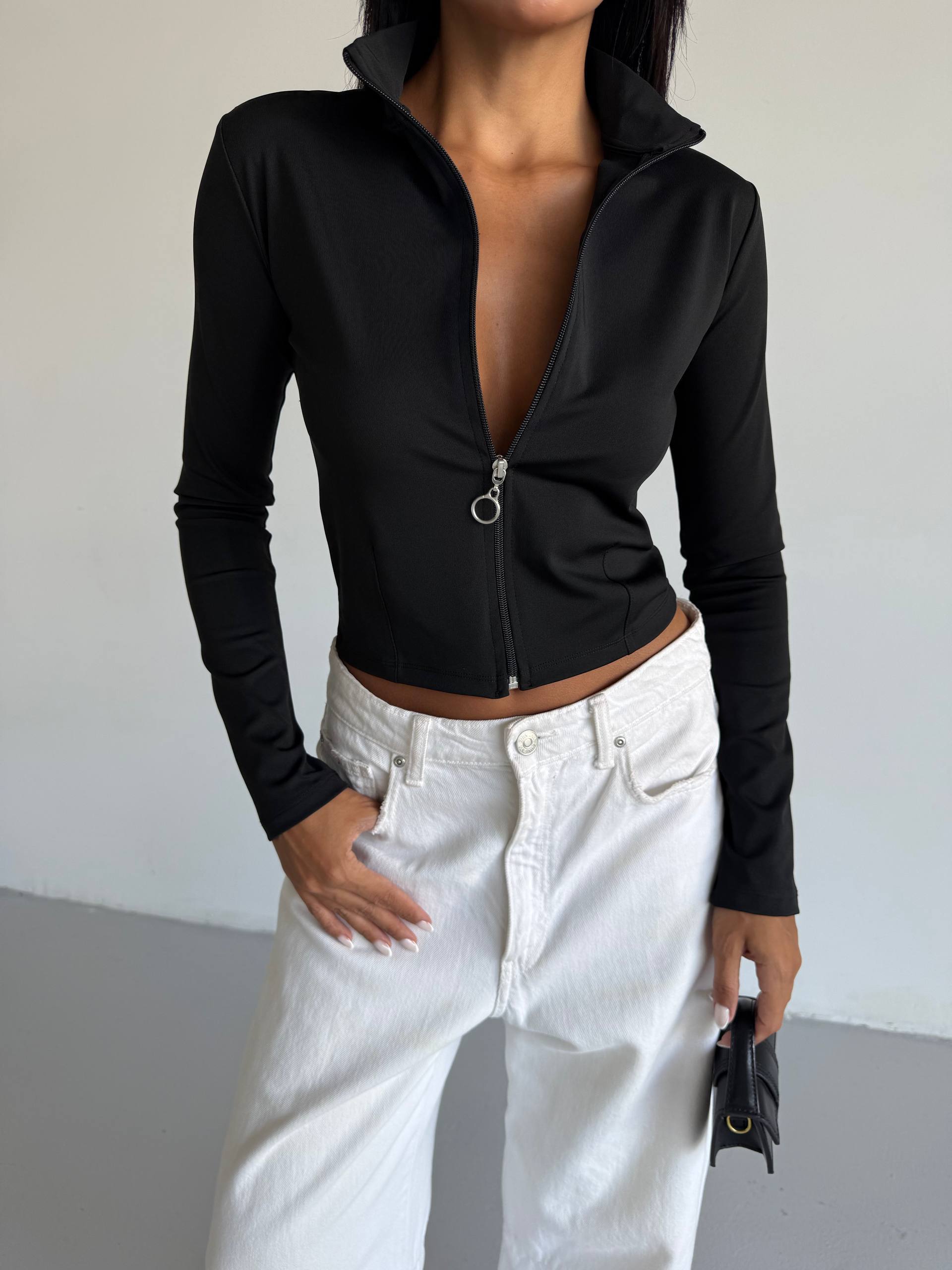 Parmak Geçirmeli Sweatshirt - siyah