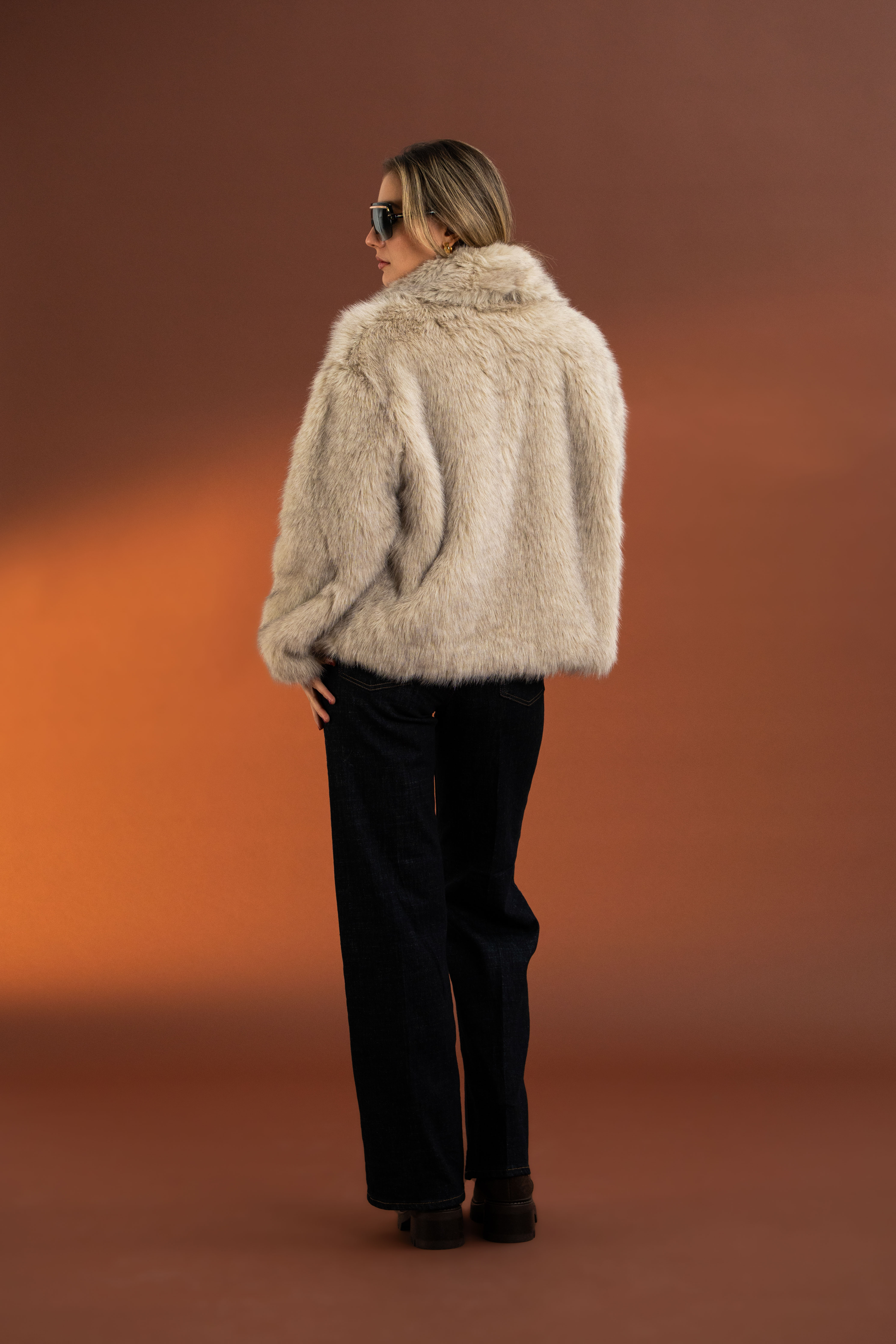 Geniş Yakalı, Premium Kalite Yapay Kürk-Vizon