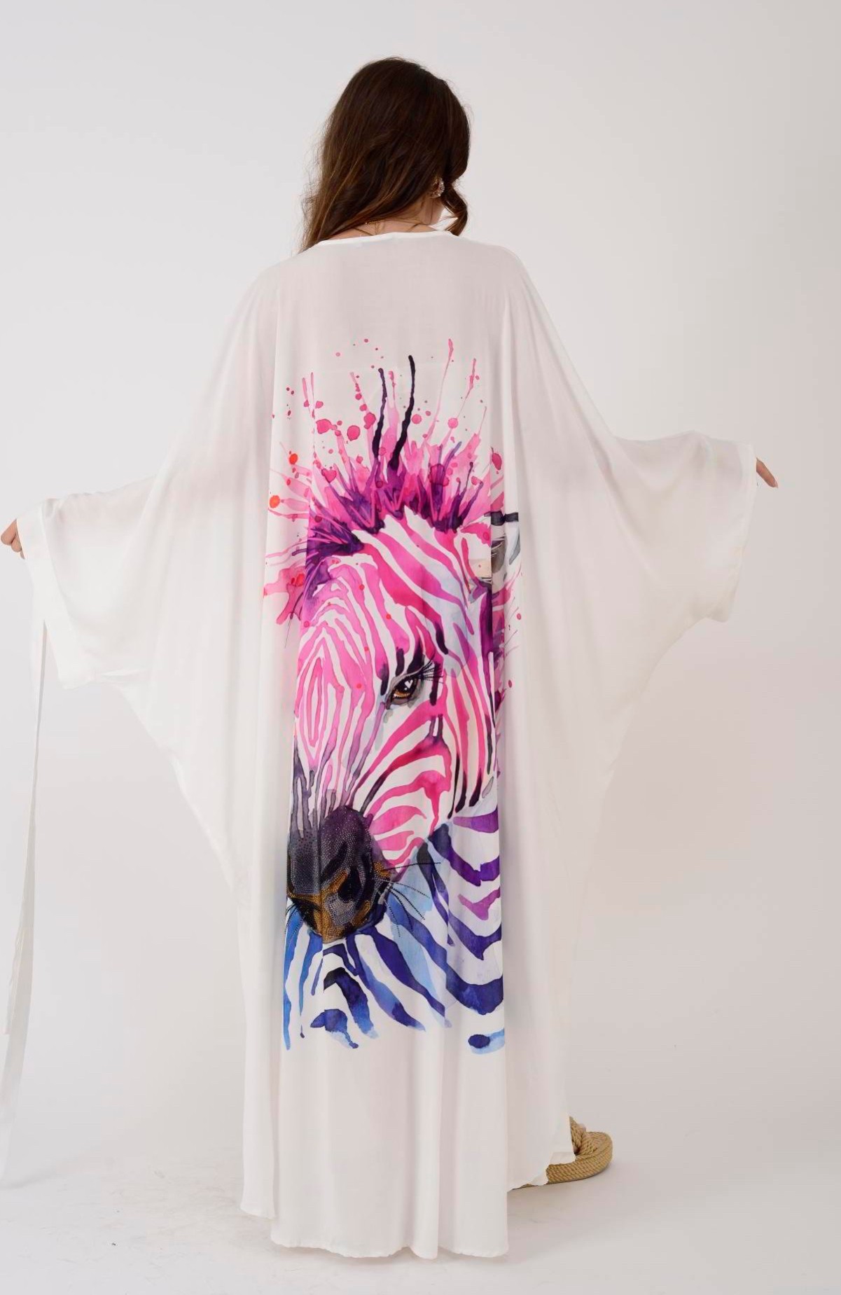 İtalyan,Zebra Desen Kimono