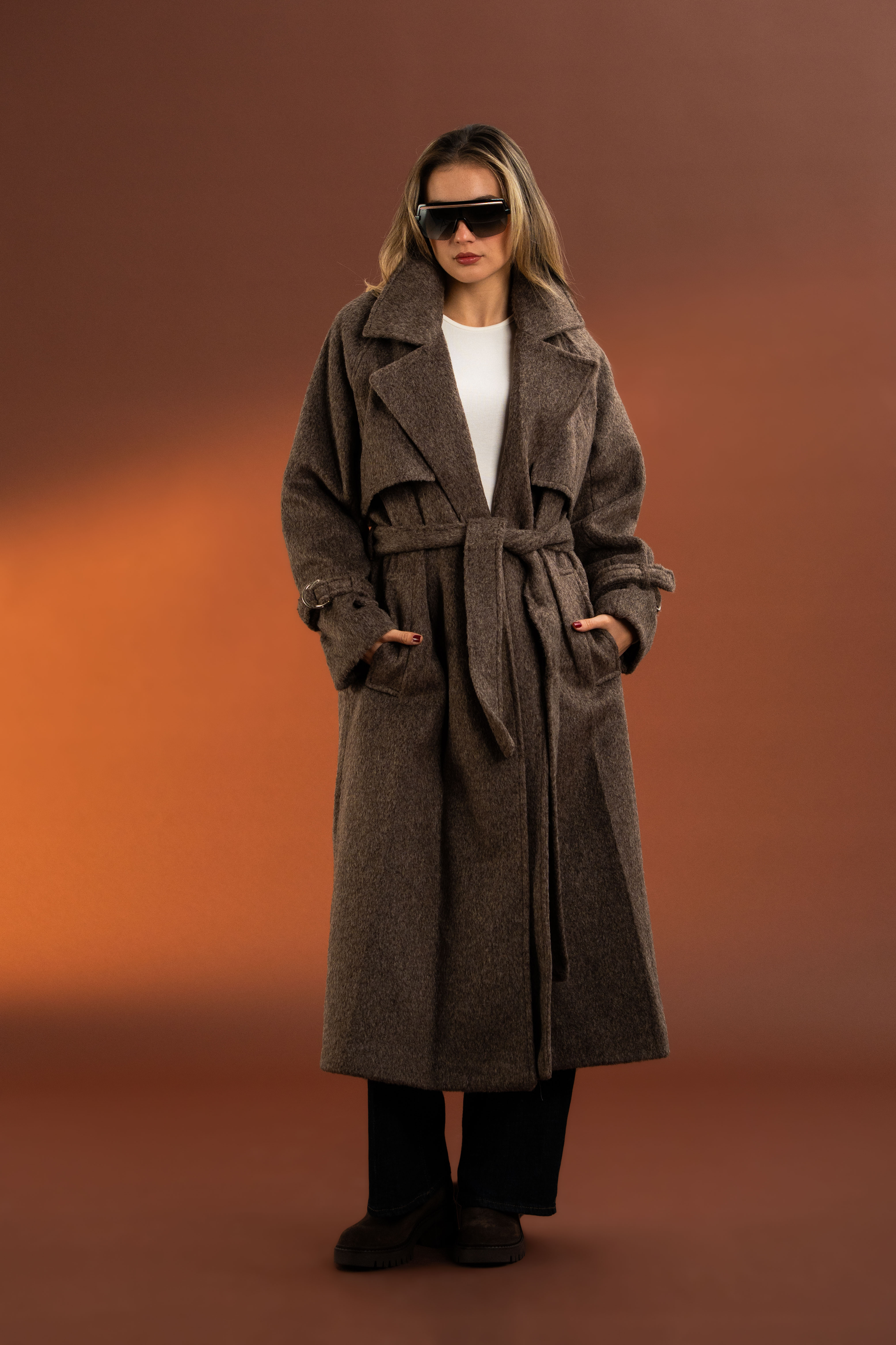 Roi Kaşe Kaban-Kahverengi