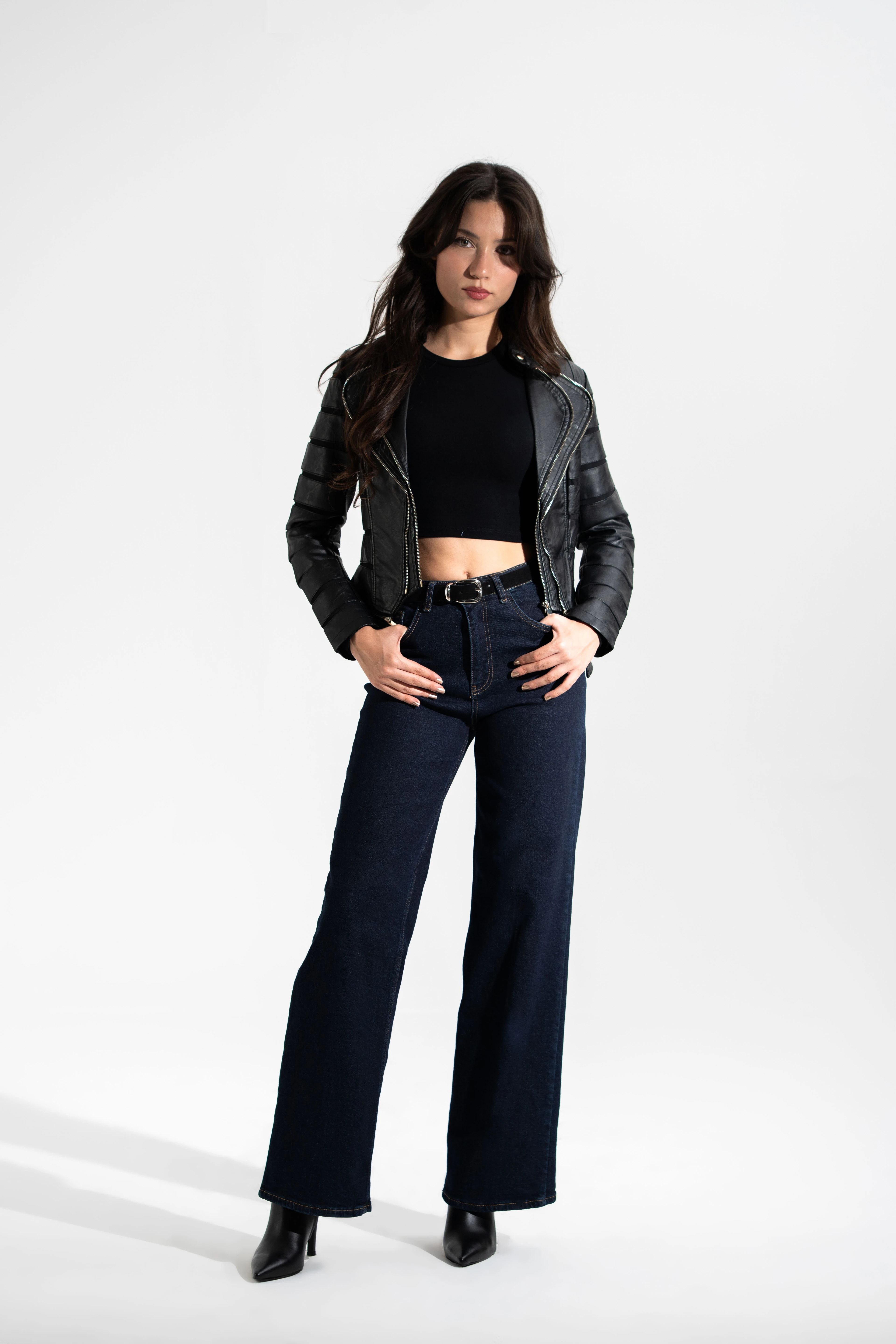 İtalyan,Fermuar Detaylı,Tasarım Deri Ceket