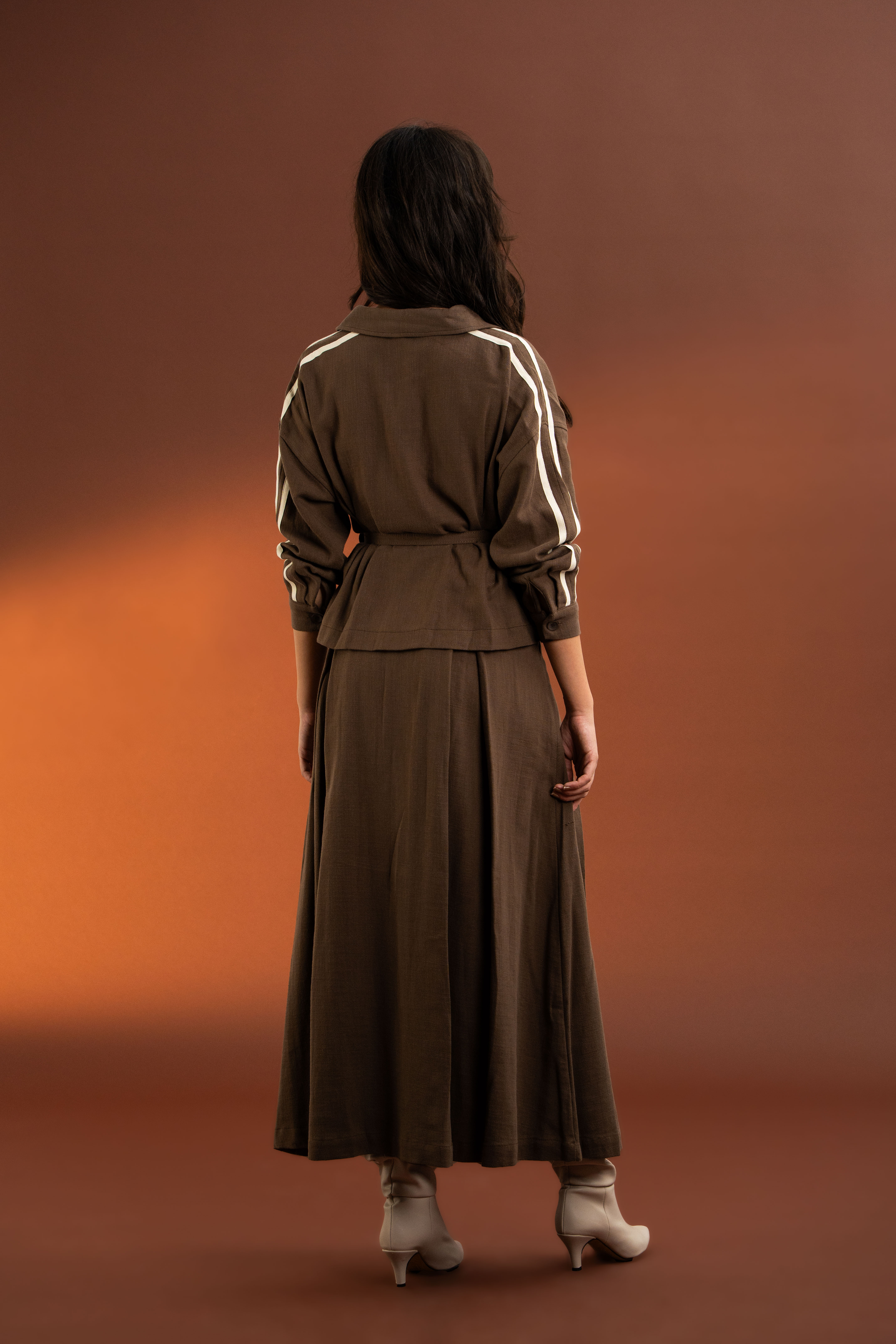 Gömlek-Etek Kemerli Takım- BROWN