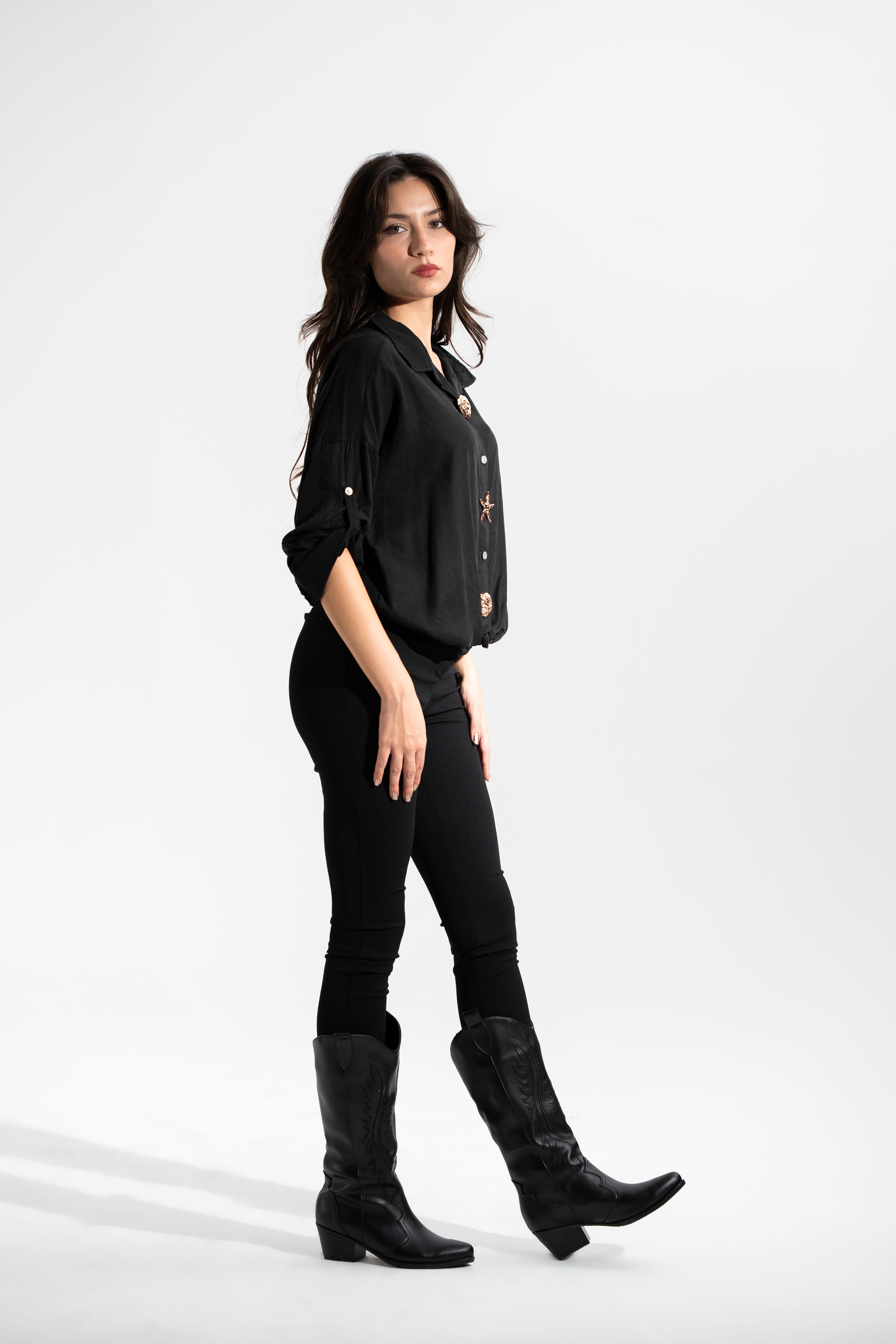 Gold Toka Detaylı,Pamuk,İtalyan Gömlek