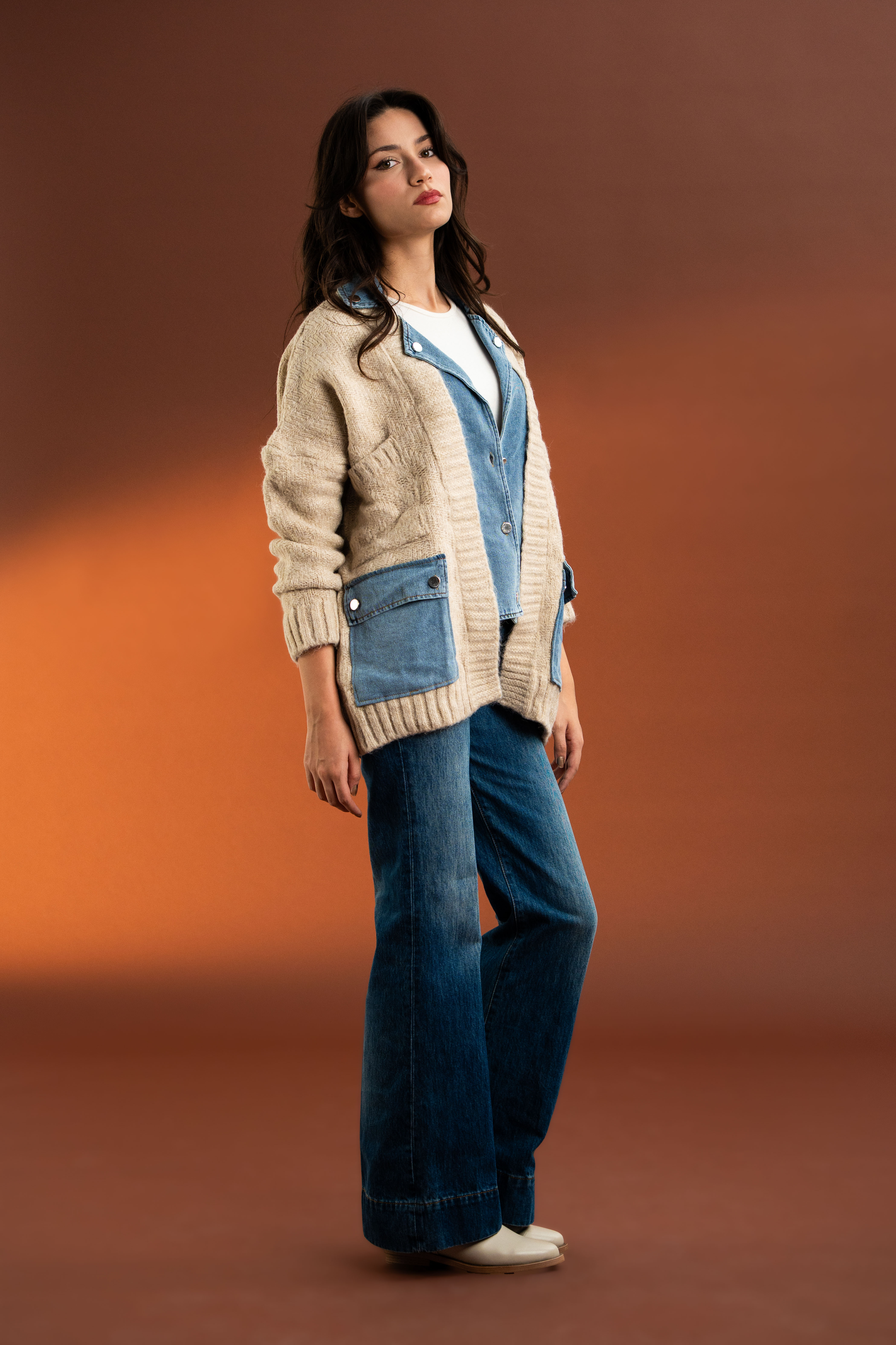 Anvelop,Kot Detaylı,Yumoş Hırka-VİZON