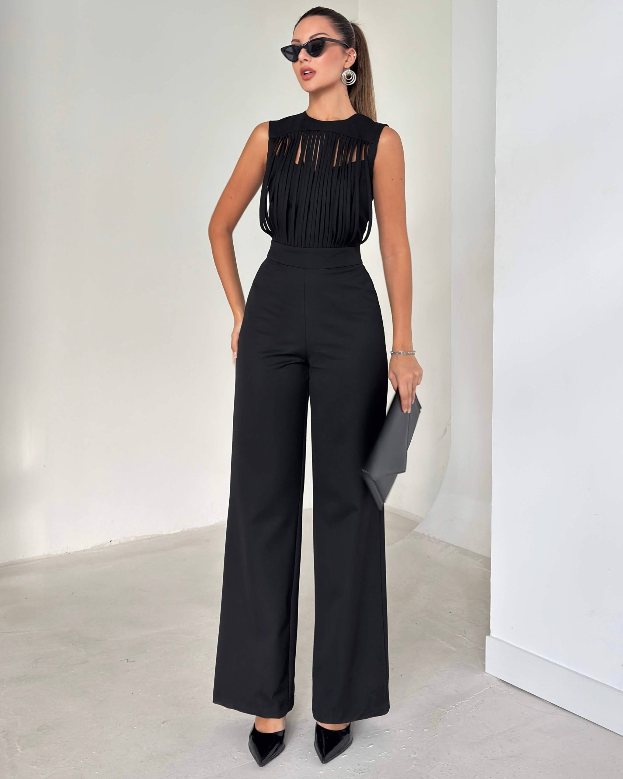 Tasarım,Kumaş Şerit Detaylı Tulum