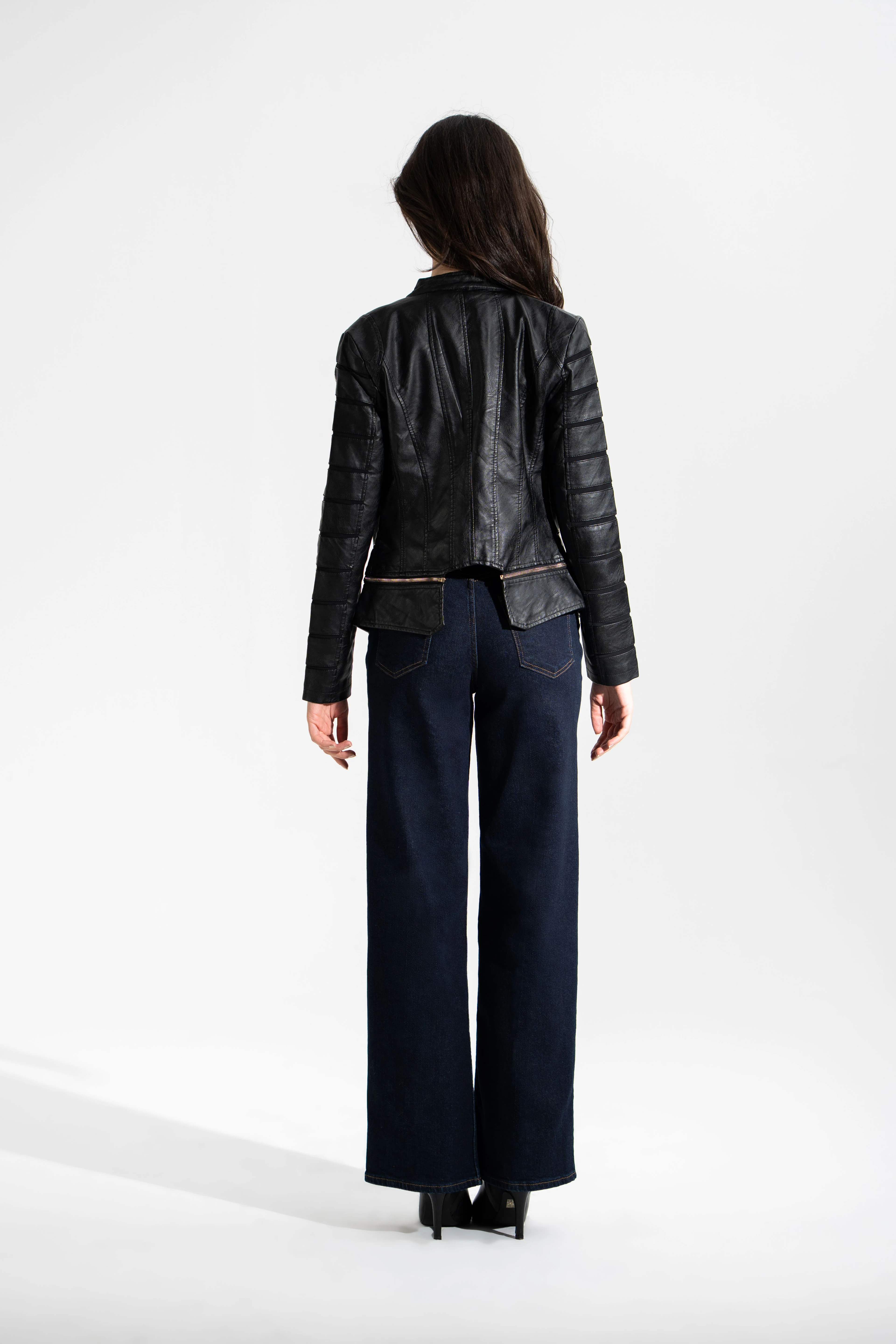 İtalyan,Fermuar Detaylı,Tasarım Deri Ceket