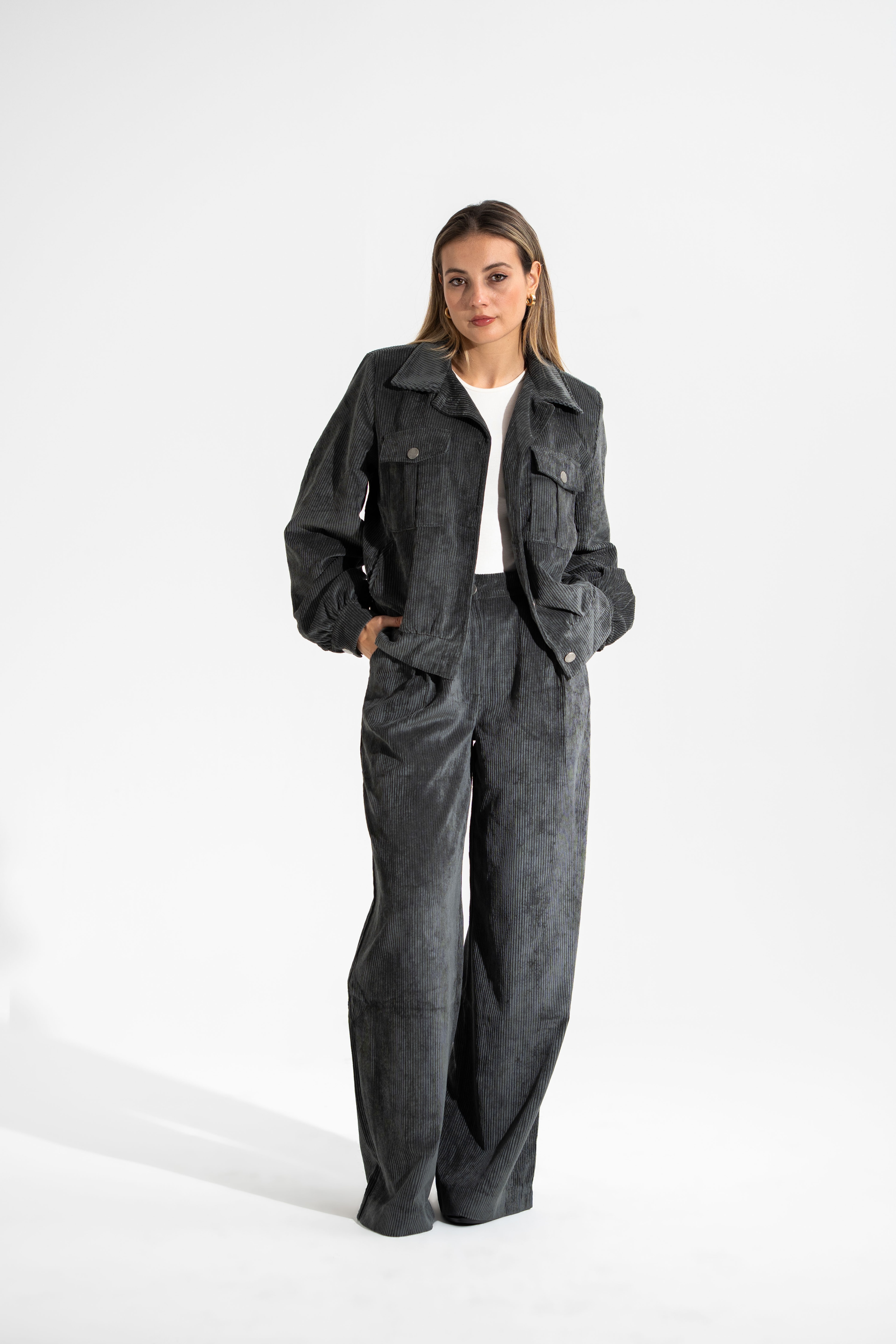 Tencel Kadife Takım-Antrasit