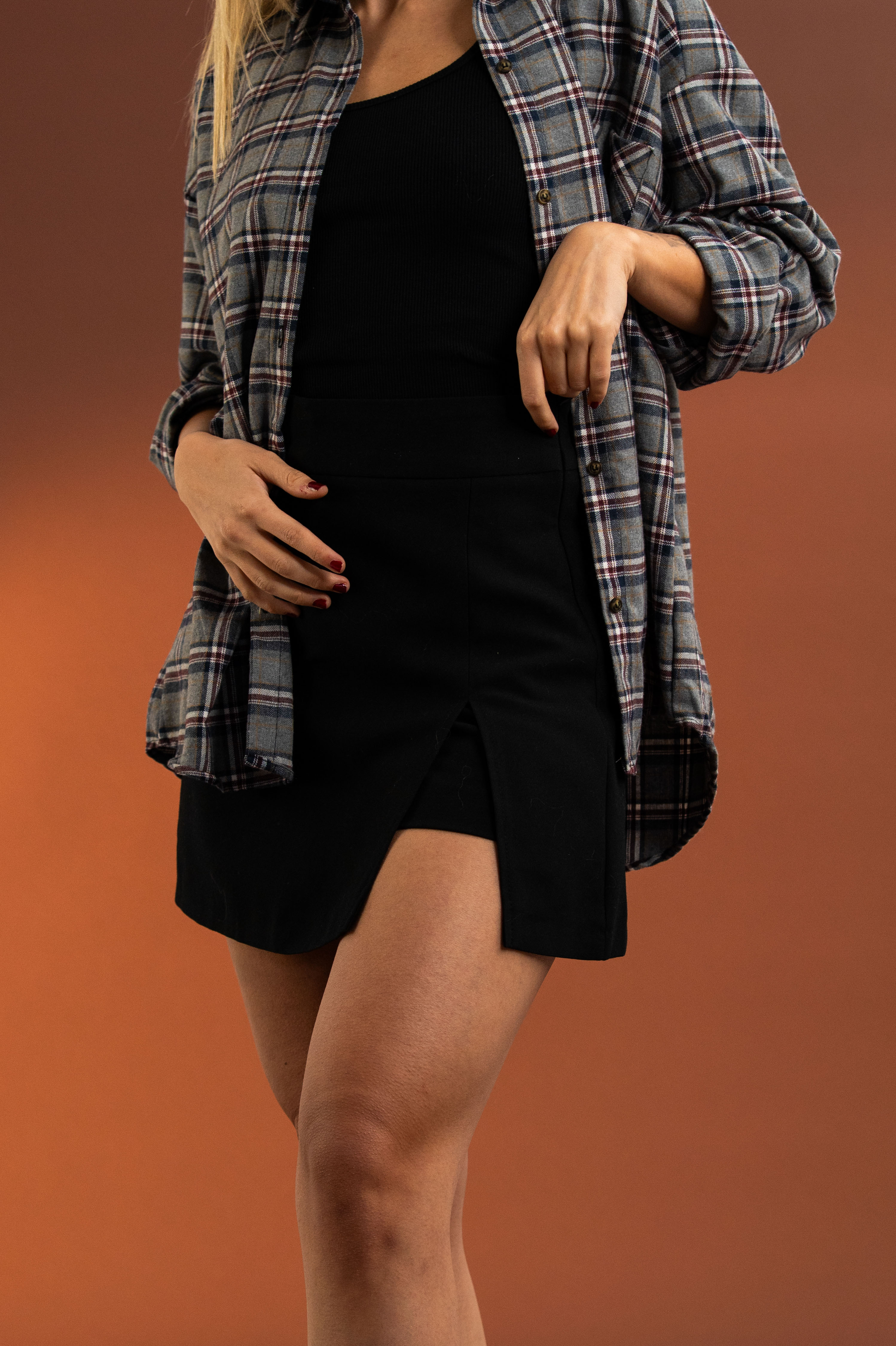 Ekose Desenli,Pamuk Gömlek-Gri