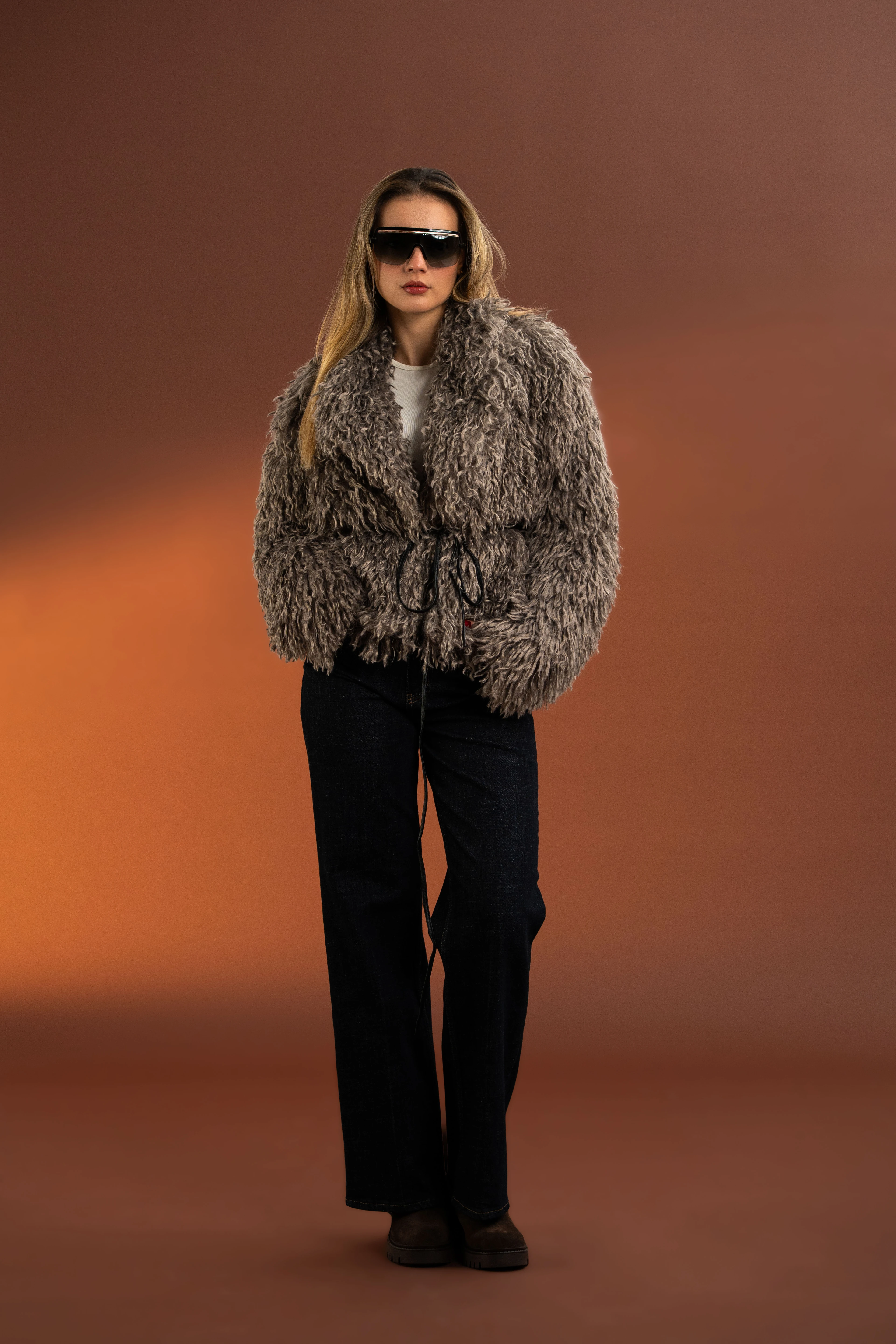 Geniş Yakalı,Normal Boy,Kuşaklı, Yapay Kürk