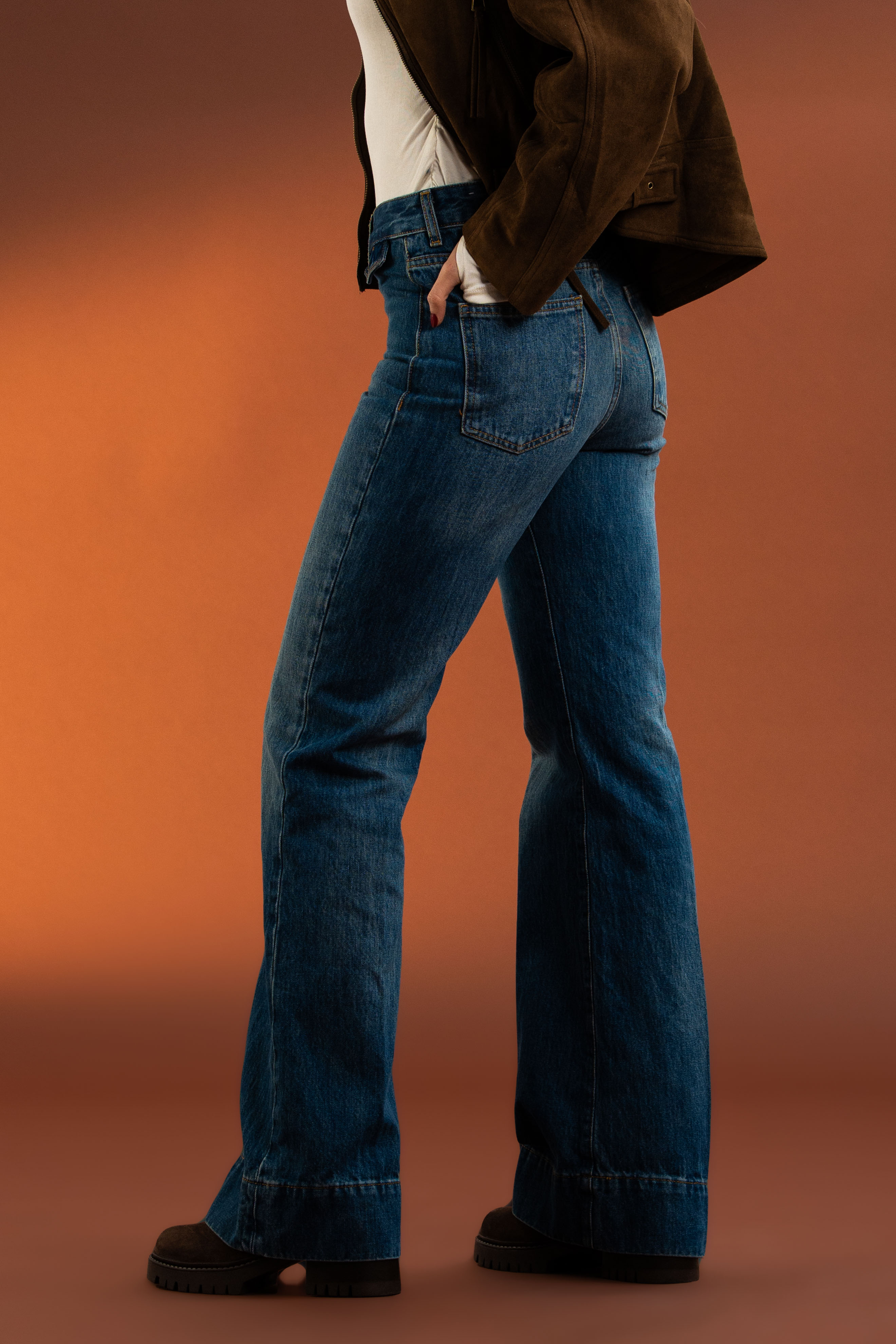 High Rise Flare Jean Pantolon-TINT