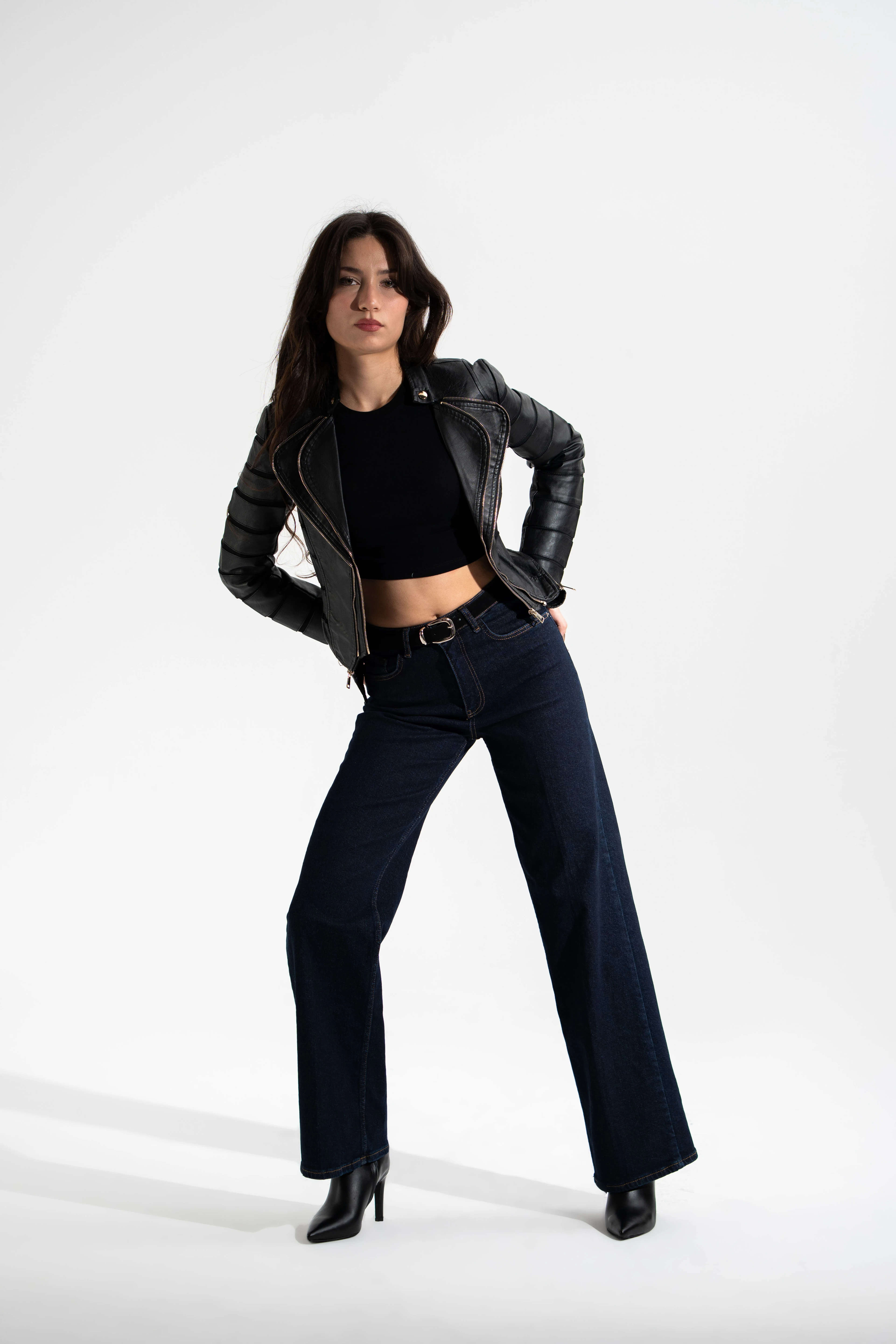 İtalyan,Fermuar Detaylı,Tasarım Deri Ceket