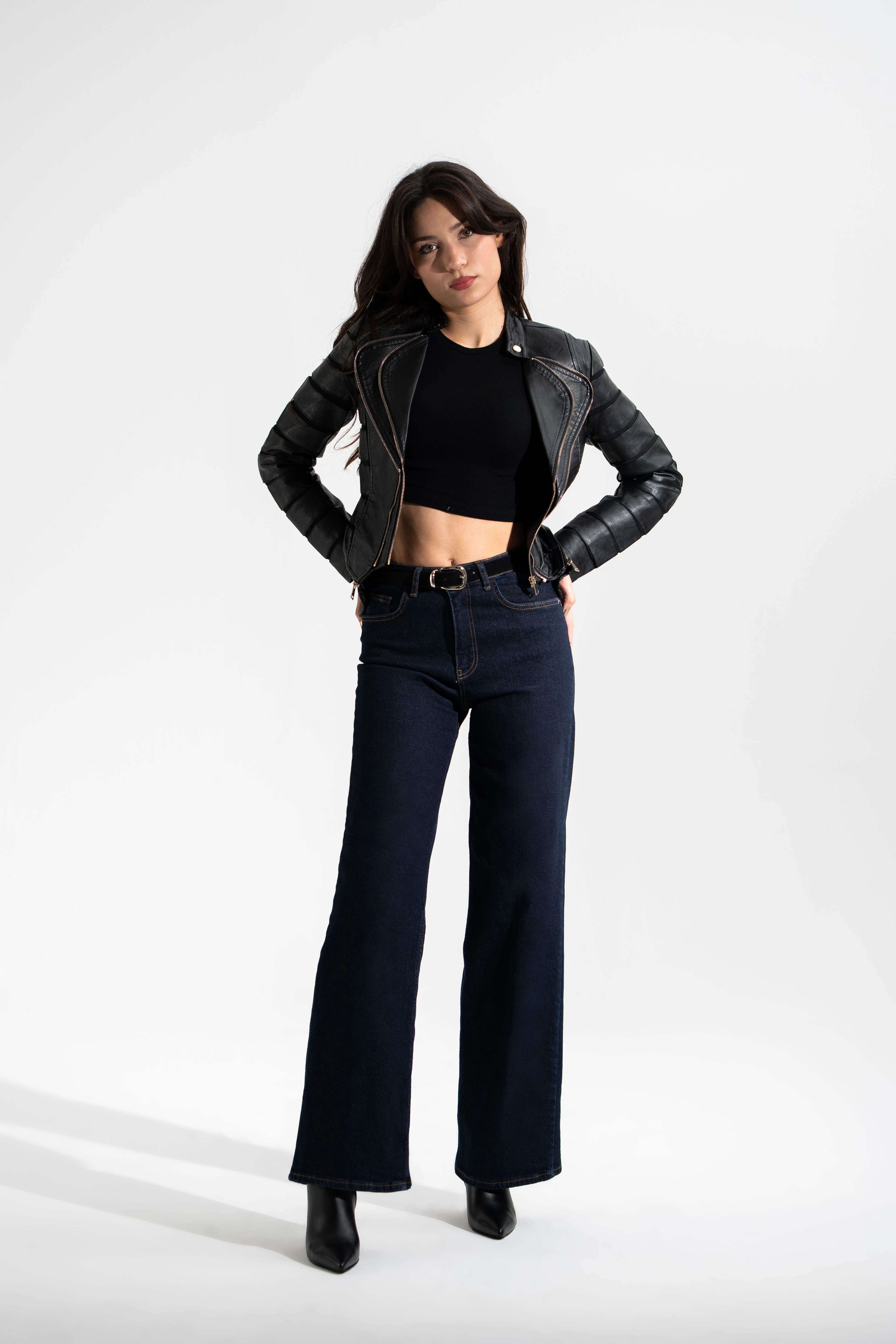 İtalyan,Fermuar Detaylı,Tasarım Deri Ceket